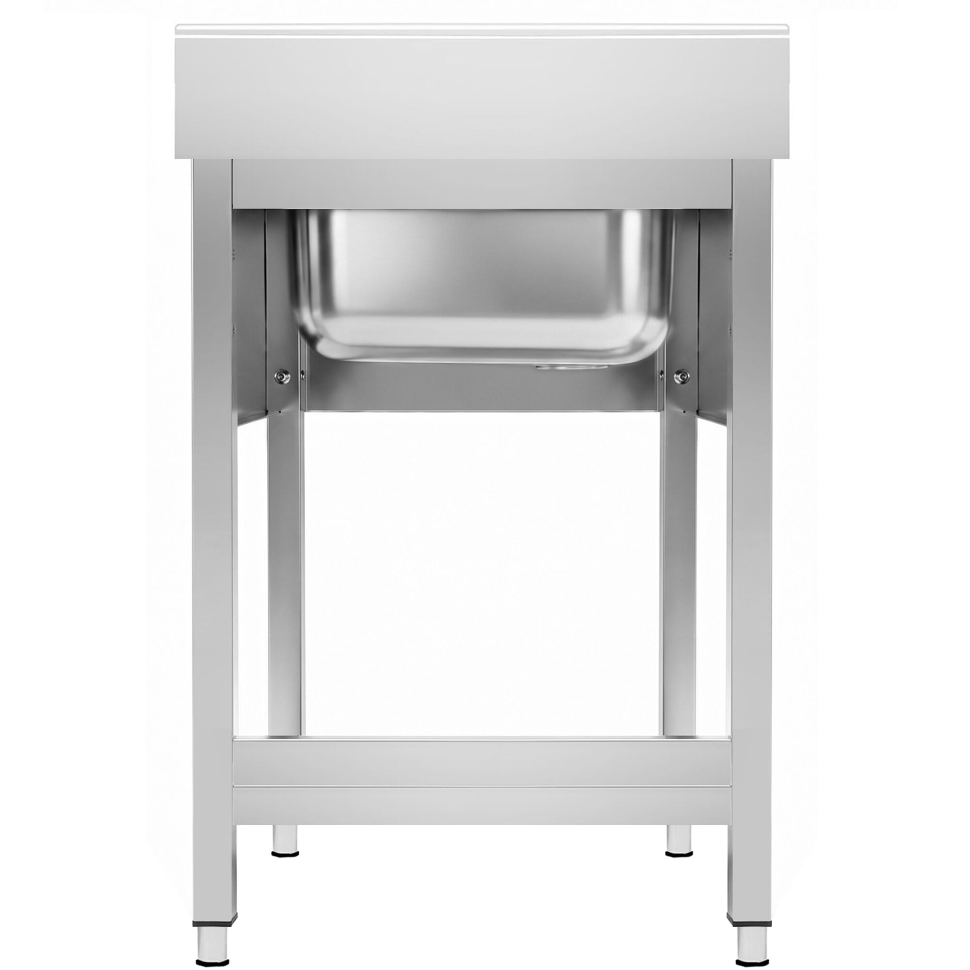 Stainless Steel Commercial Sink Unit PREMIUM - 800x600mm - with Single Bowl Centre - with Undershelf - with Upstand
