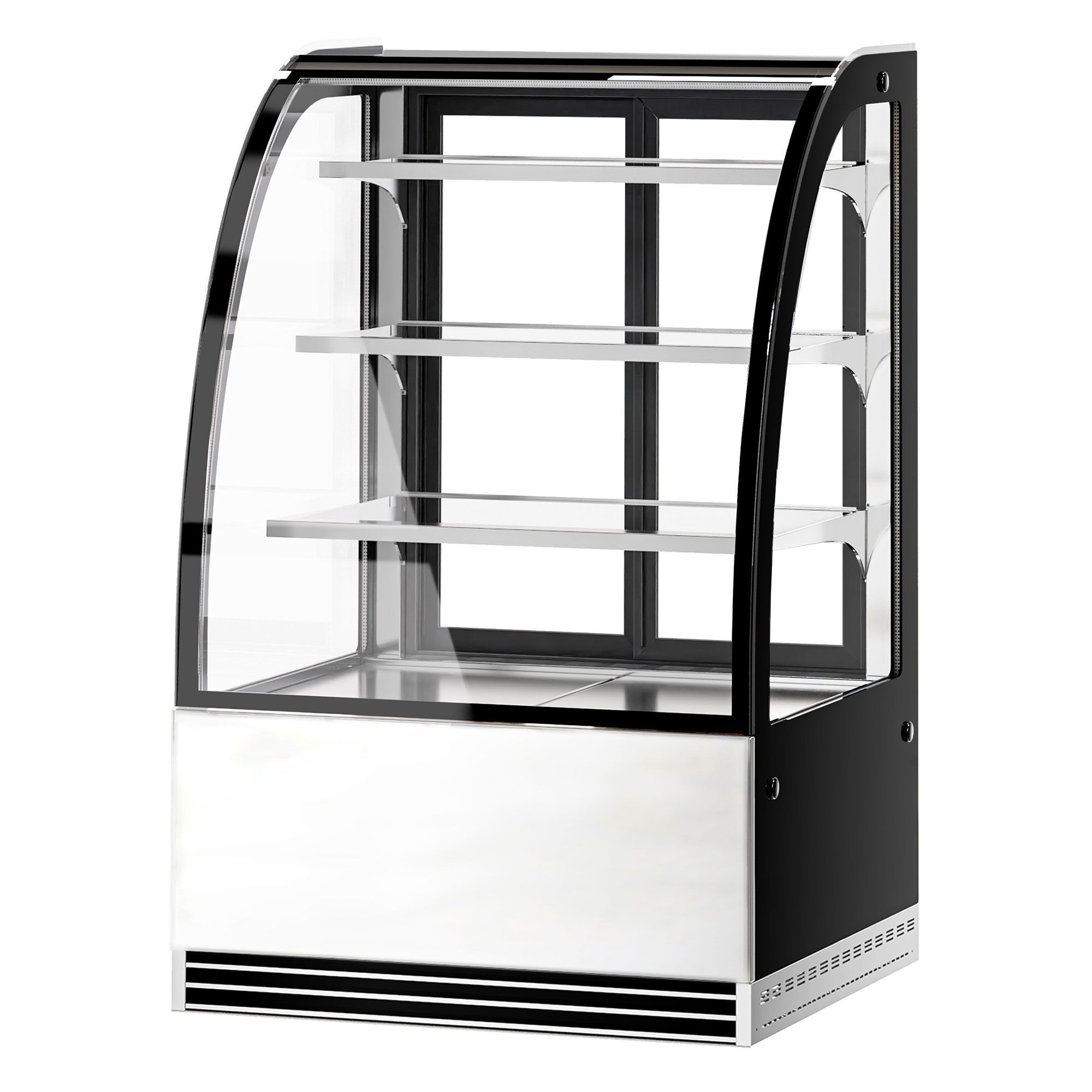 Vitrine de comptoir réfrigérée - 304L - 900mm - Double vitrage - avec 3 étagères en verre - portes coulissantes vitrées arrière
