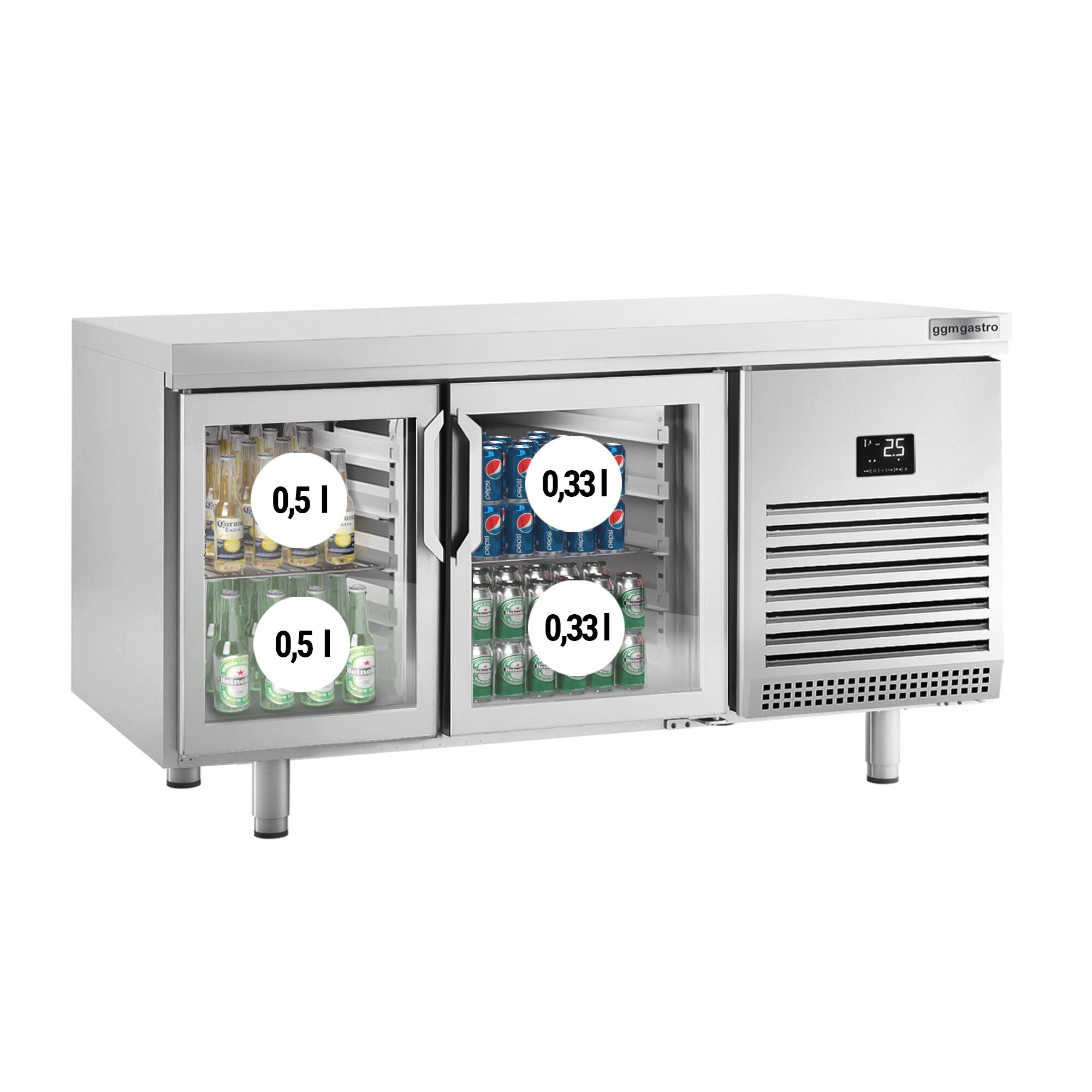Bakery Counter Fridge PREMIUM PLUS - 1618x800mm - glass doors - double glazing - capacity 400 litres