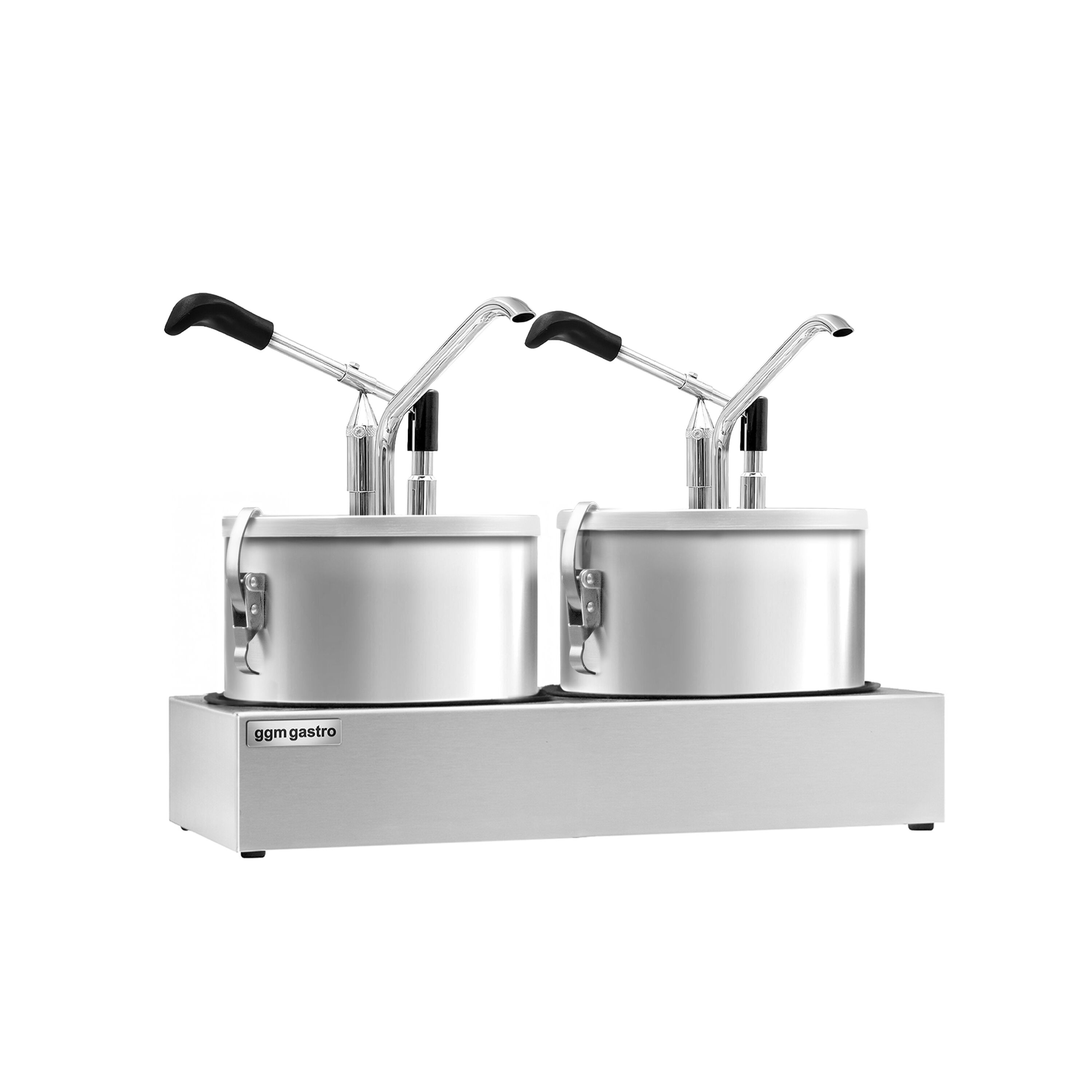 Commercial Condiment Dispenser - 2x4 litres - adjustable dose - with container - Stainless steel - 400x203x350mm - incl. stainless steel frame