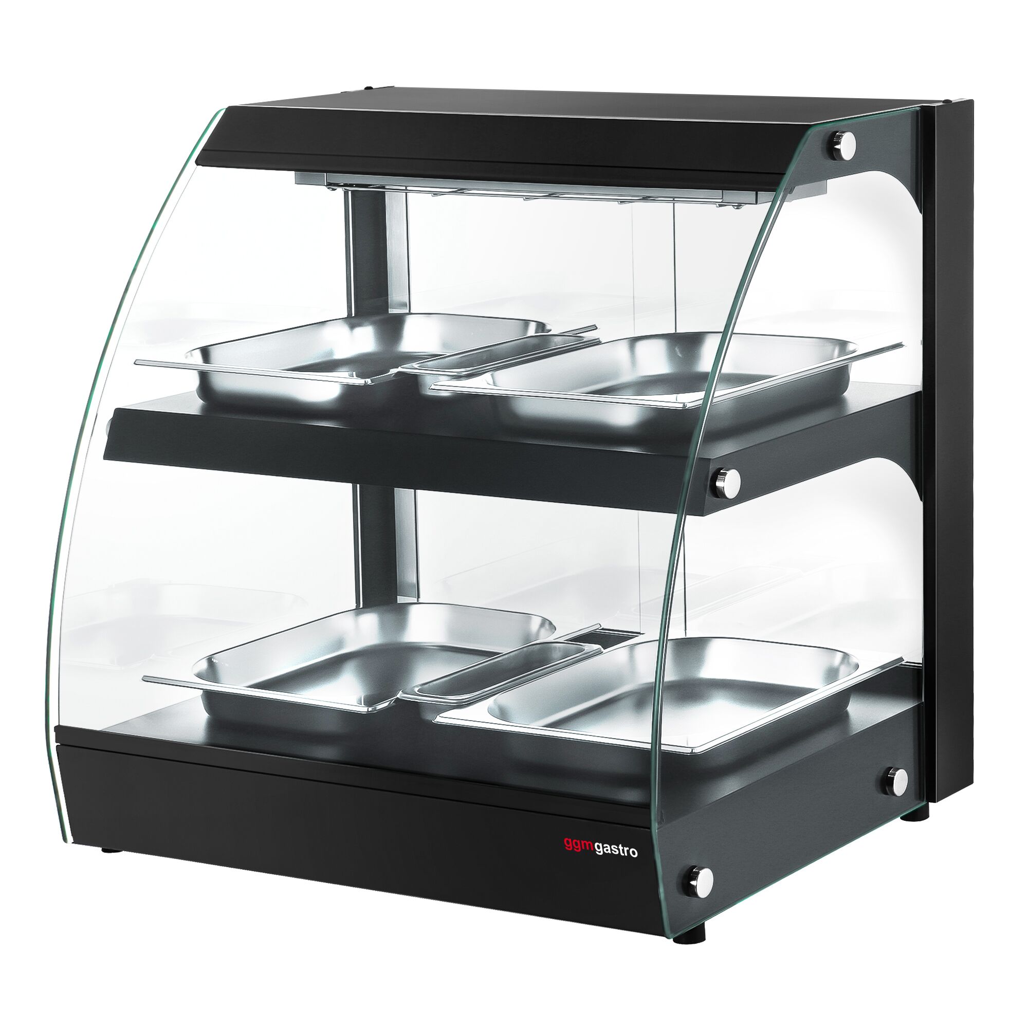 Warmhaltevitrine - 650mm - 560 Watt - mit 2 Ablagen - Schwarz