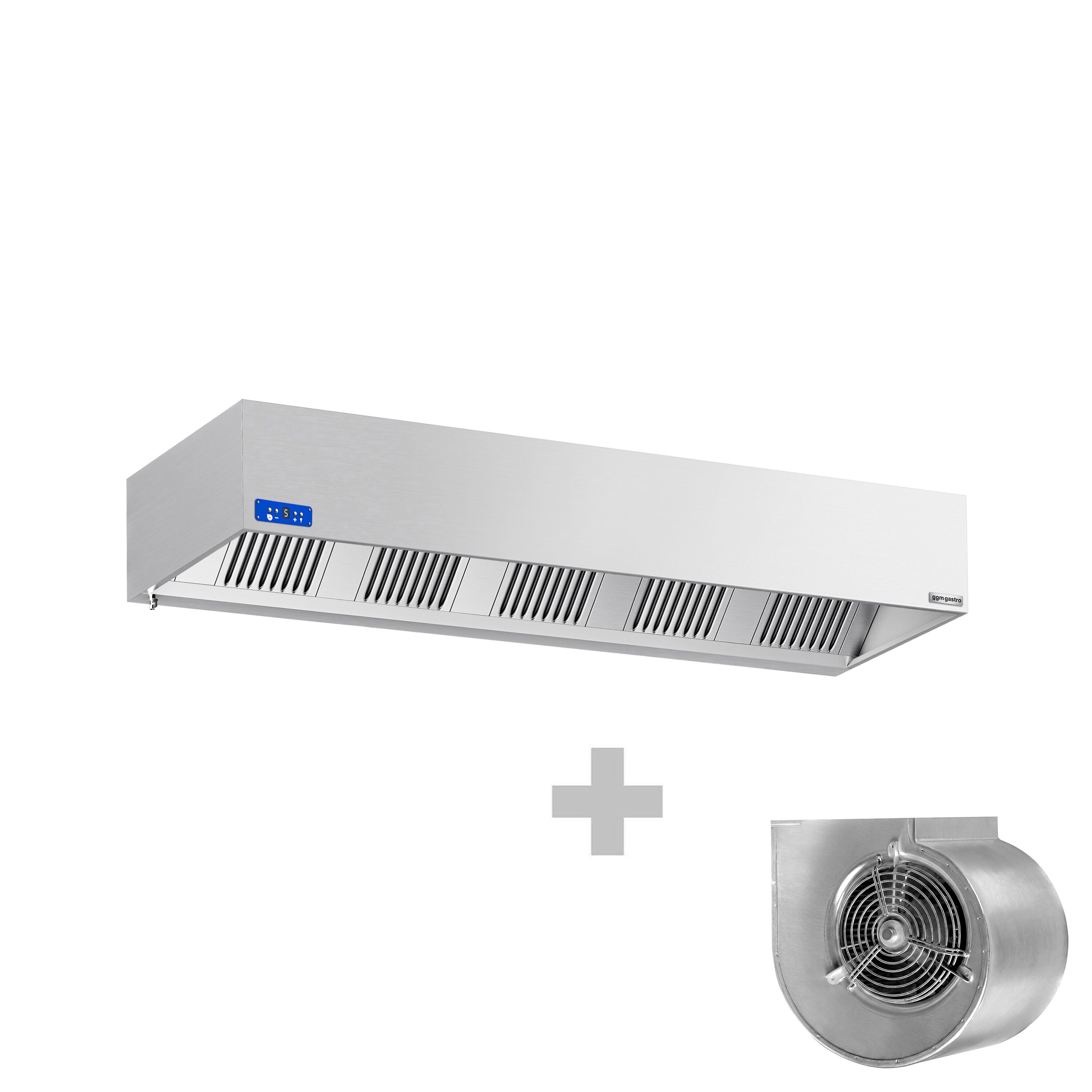 Commercial Wall-Mounted Extractor Hood with Motor – 2800mm – with Speed Controller, Baffle Filters & Lighting