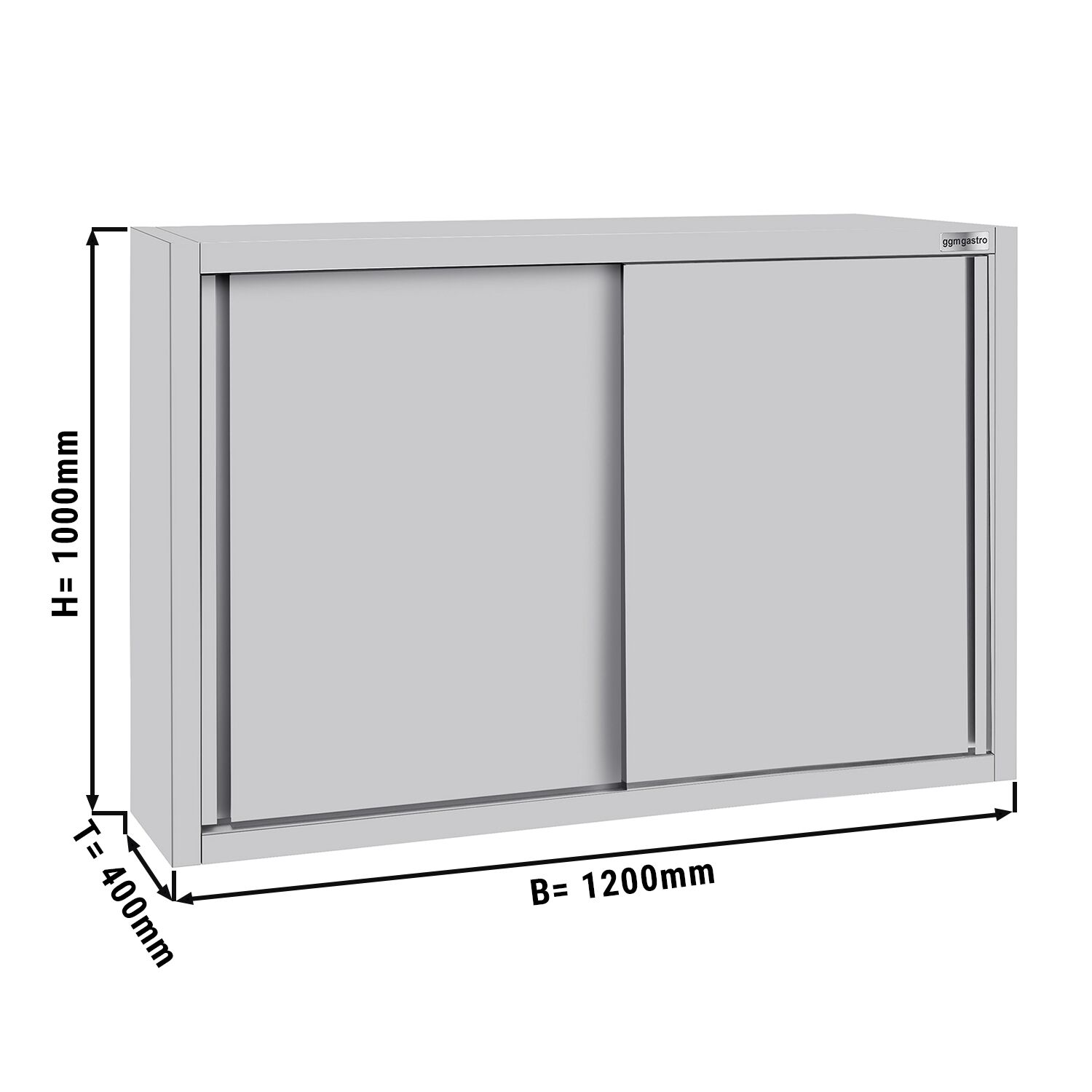 ECO zidna ormarić od nehrđajućeg čelika – 1200 x 400 mm – s kliznim vratima visine 1000 mm