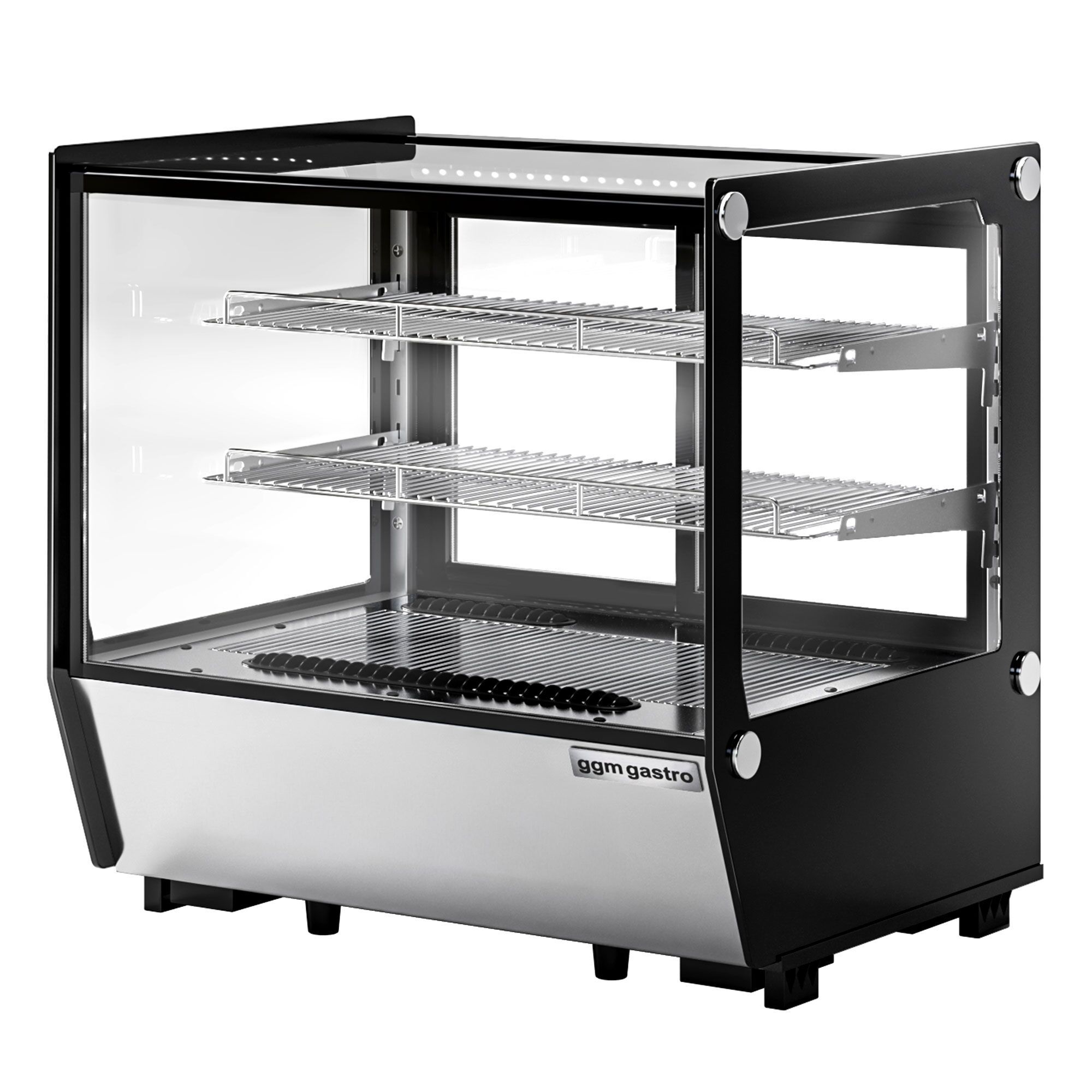 Vitrine réfrigérée de table - 120L - 702mm - Double vitrage - avec 2 étagères en verre - portes coulissantes vitrées arrière