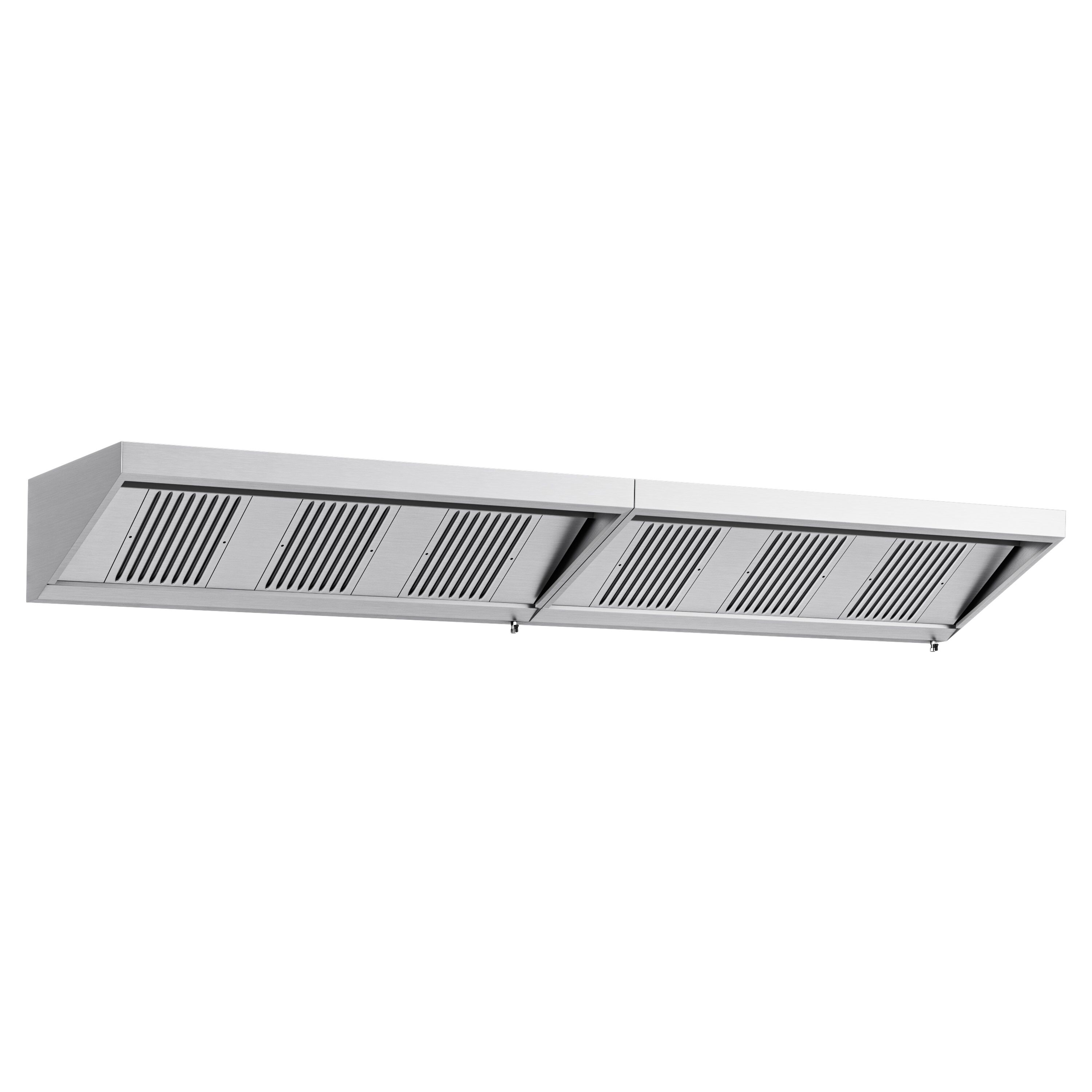 Commercial Wall-Mounted Extraction Canopy - 4000mm - with Baffle Filters & LED Lighting