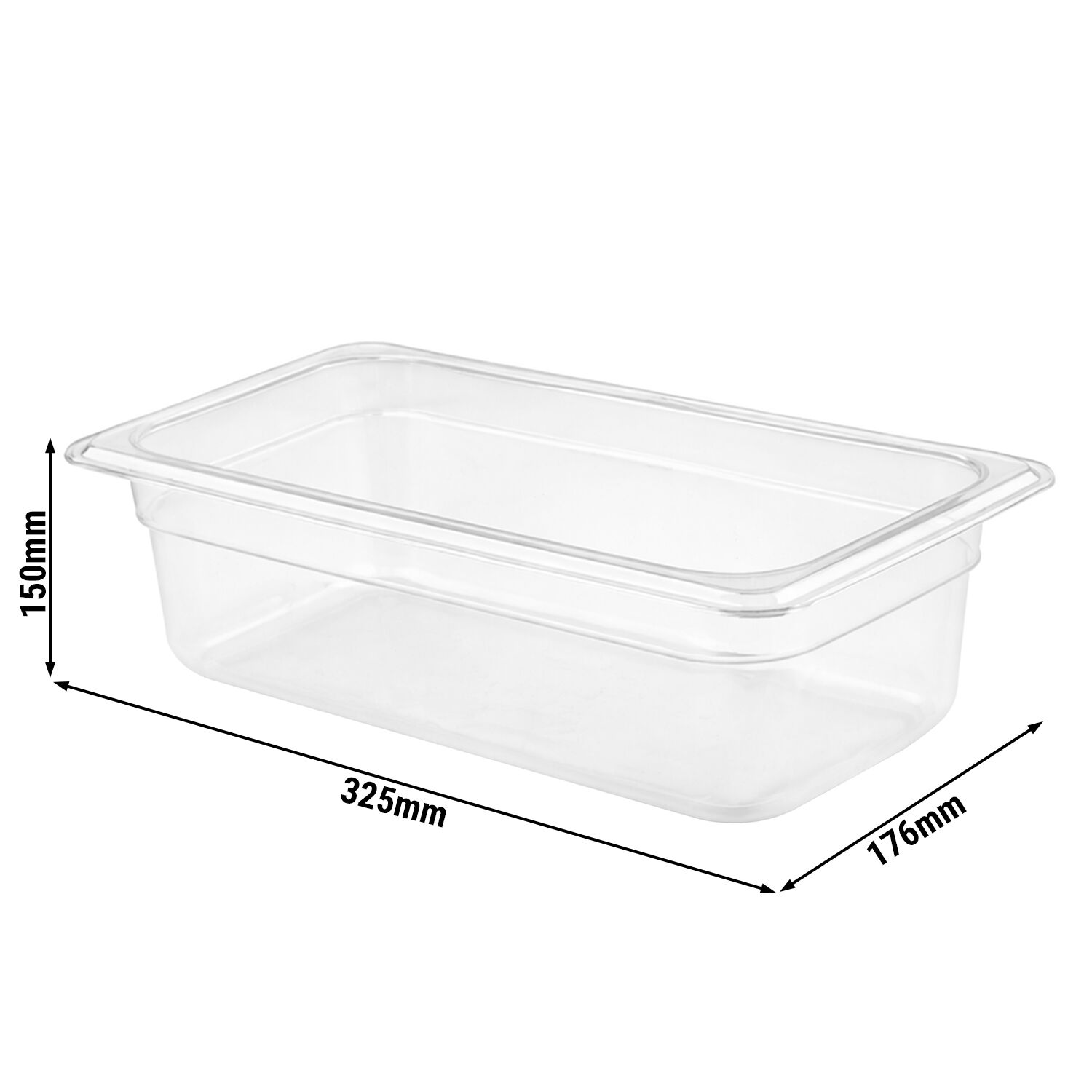 (6 pièces) Bac en Polypropylène - GN 1/3 - Translucide - 5,3 L - Hauteur : 150 mm