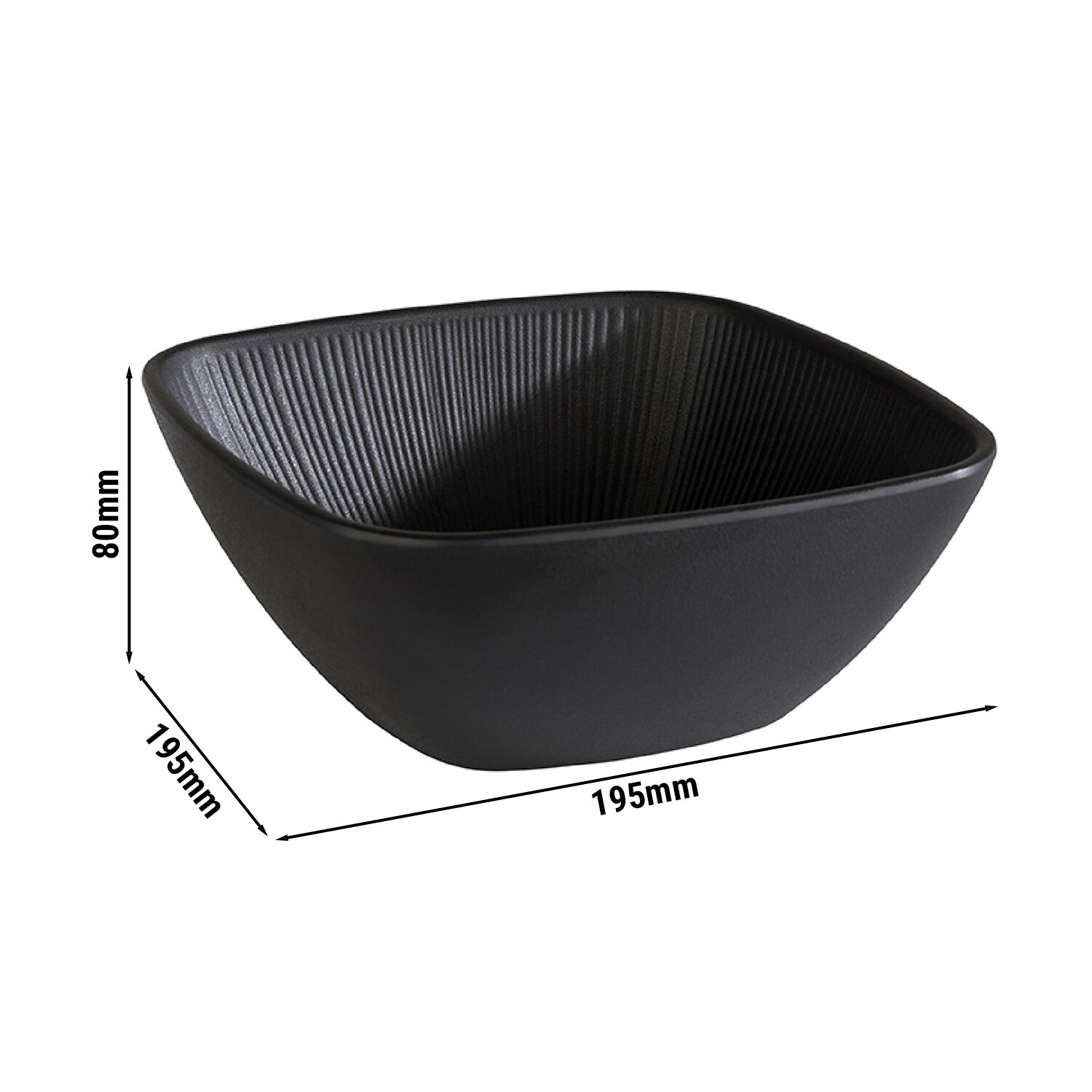 (6 pcs) Coupe - NERO - Mélamine - 1,5L - carré - 195x195mm - Profondeur : 80mm - Noir - lot de 6
