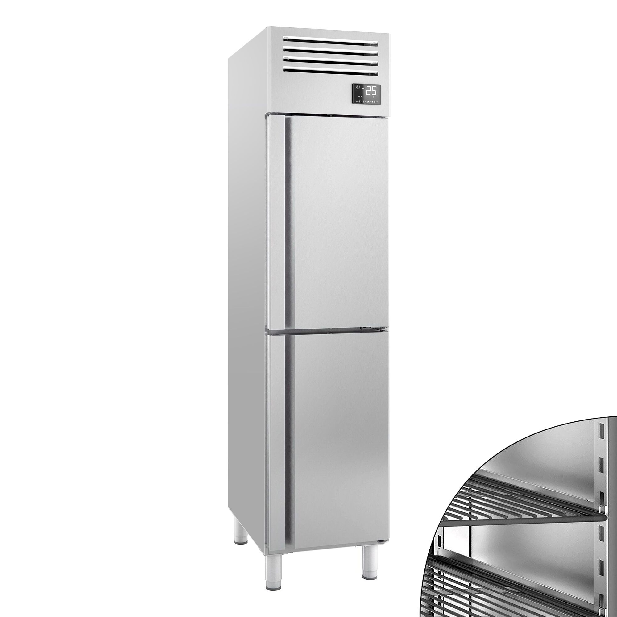 Upright Fridge Stainless steel PREMIUM PLUS - GN 1/1 - 325L - with 2 doors