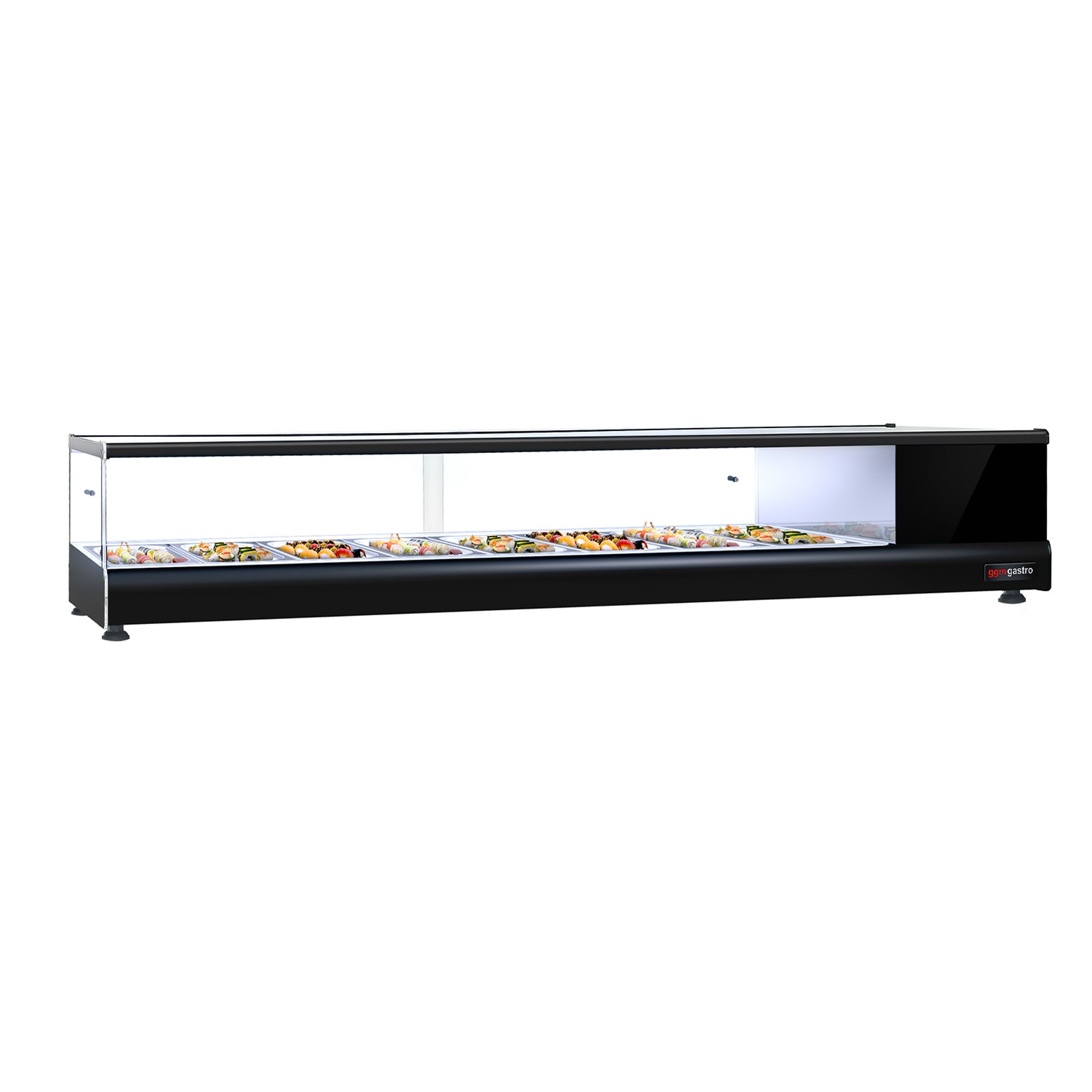 Vitrine à tapas réfrigérée PREMIUM - 1727x405mm - 8x GN 1/3 - Noir