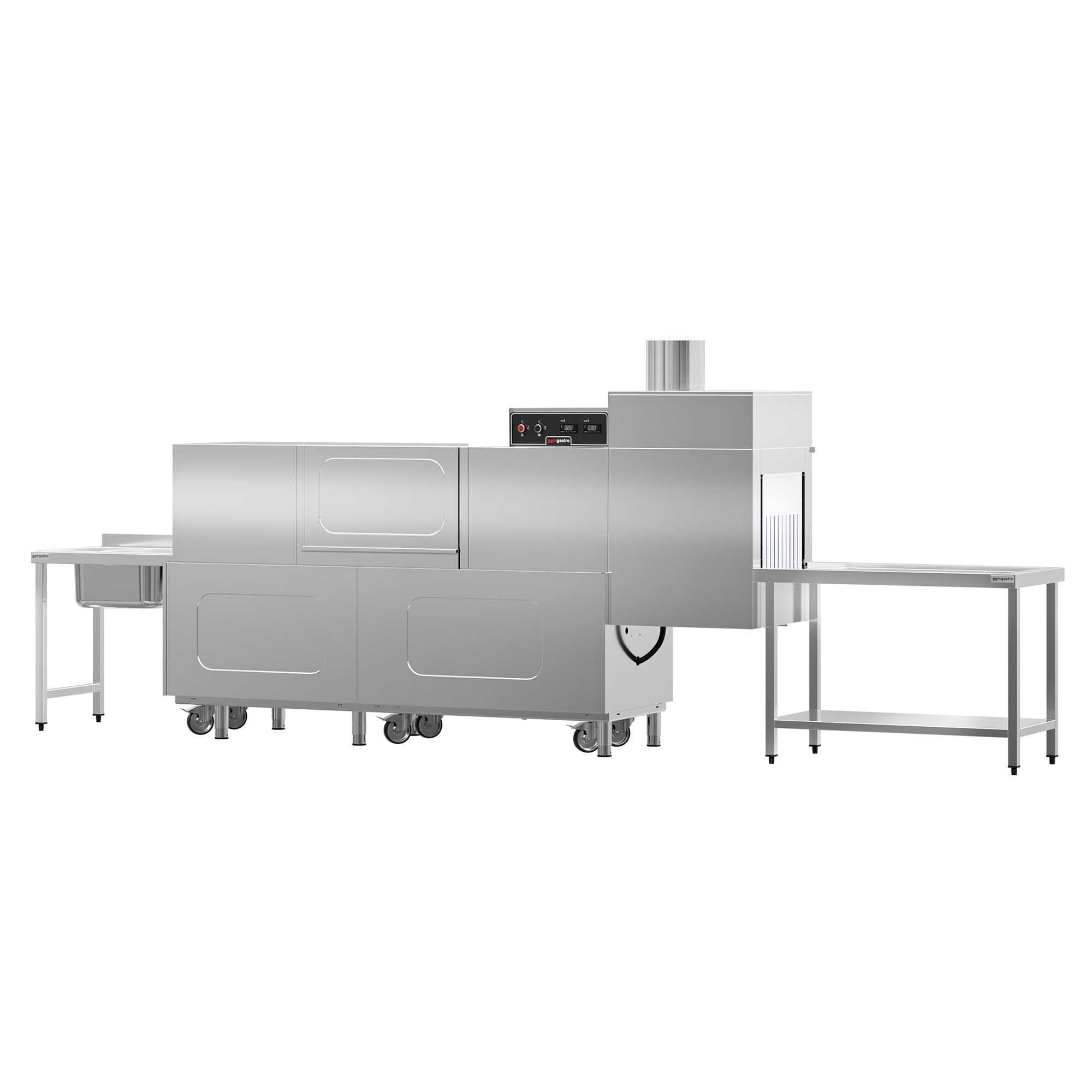 Lave-vaisselle à convoyeur - Commande électronique (affichage numérique) - 31kW - panier 500x500mm - avec tunnel de séchage - Table d’entrée à gauche