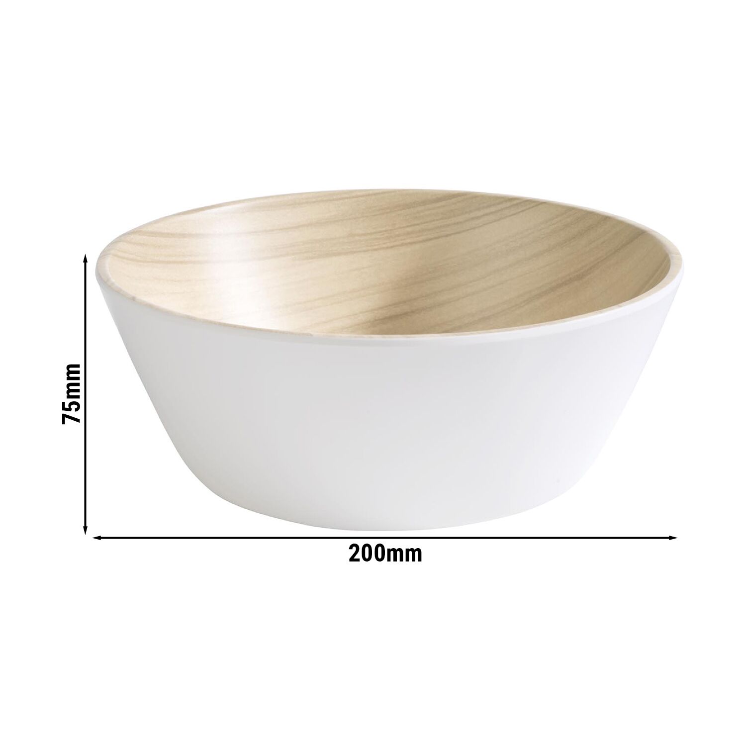 (6 st) Skål - FRIDA - Melamin - 1,2 l - fyrkantig - 200x200 mm - stapelbar - vit