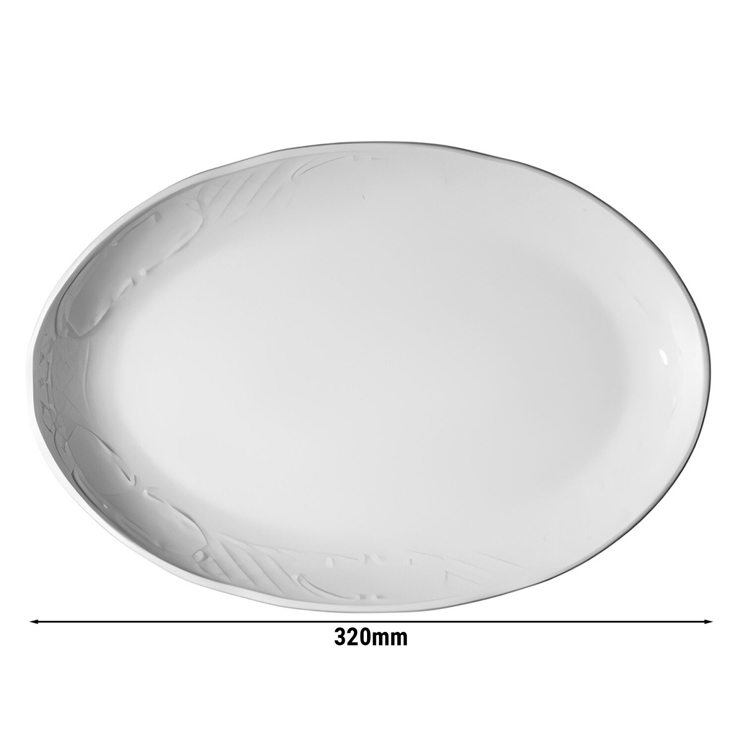 (12 pièces) CLASSICO - Plat / Assiette à Döner - Ovale - Longueur : 320 mm - Blanc