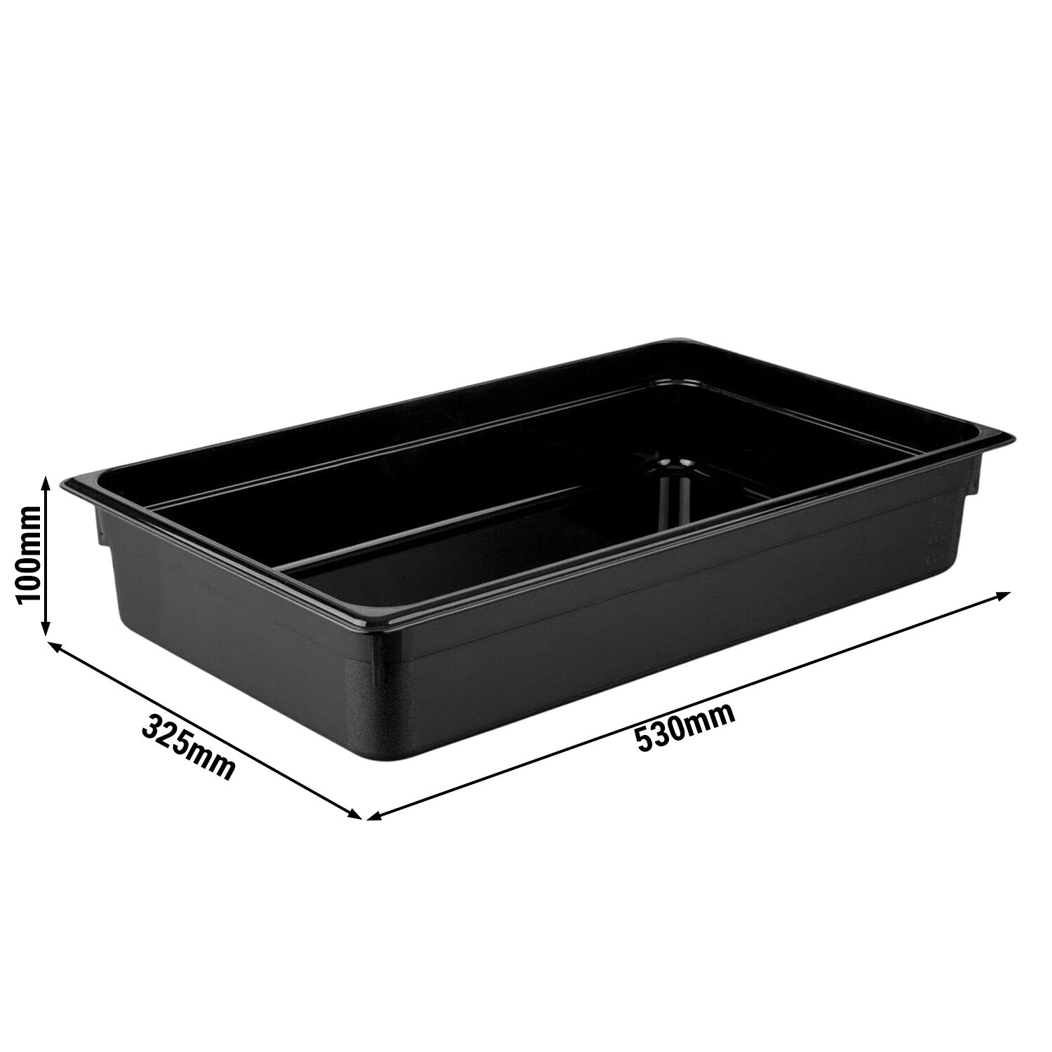 (6 pièces) Bac en Polycarbonate GN 1/1 - Noir - Hauteur : 100 mm