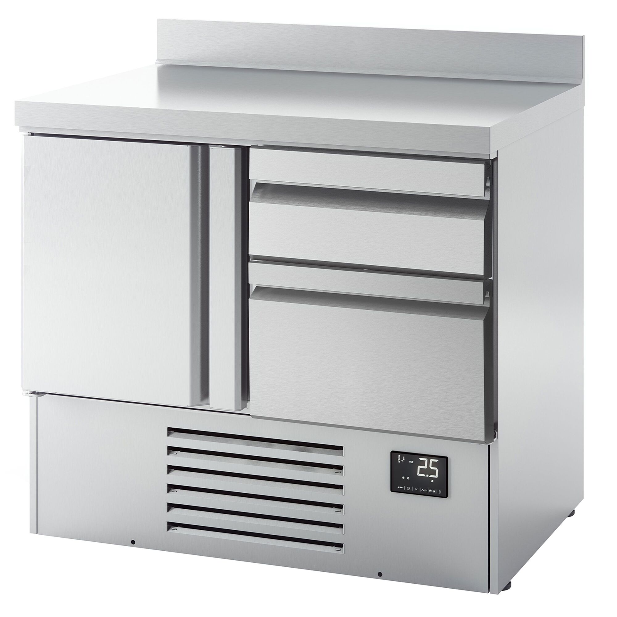 Table réfrigérée Premium PLUS - 980 x 700 mm - avec 1 porte - 2 tiroirs - avec dosseret
