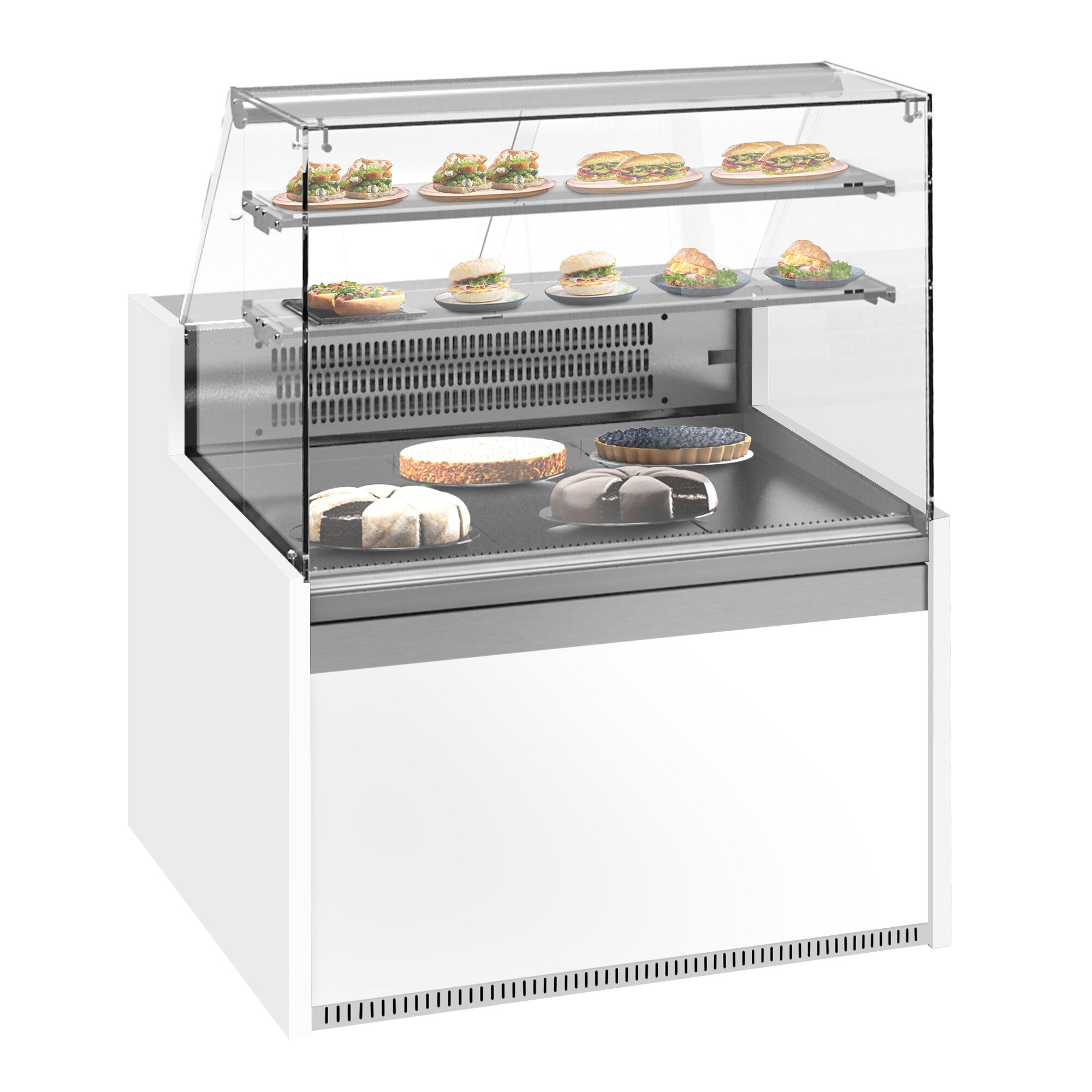 Comptoir vitrine réfrigérée - 998x985mm - +4/+8°C - 1 porte - 2 étagères - Vitre droite