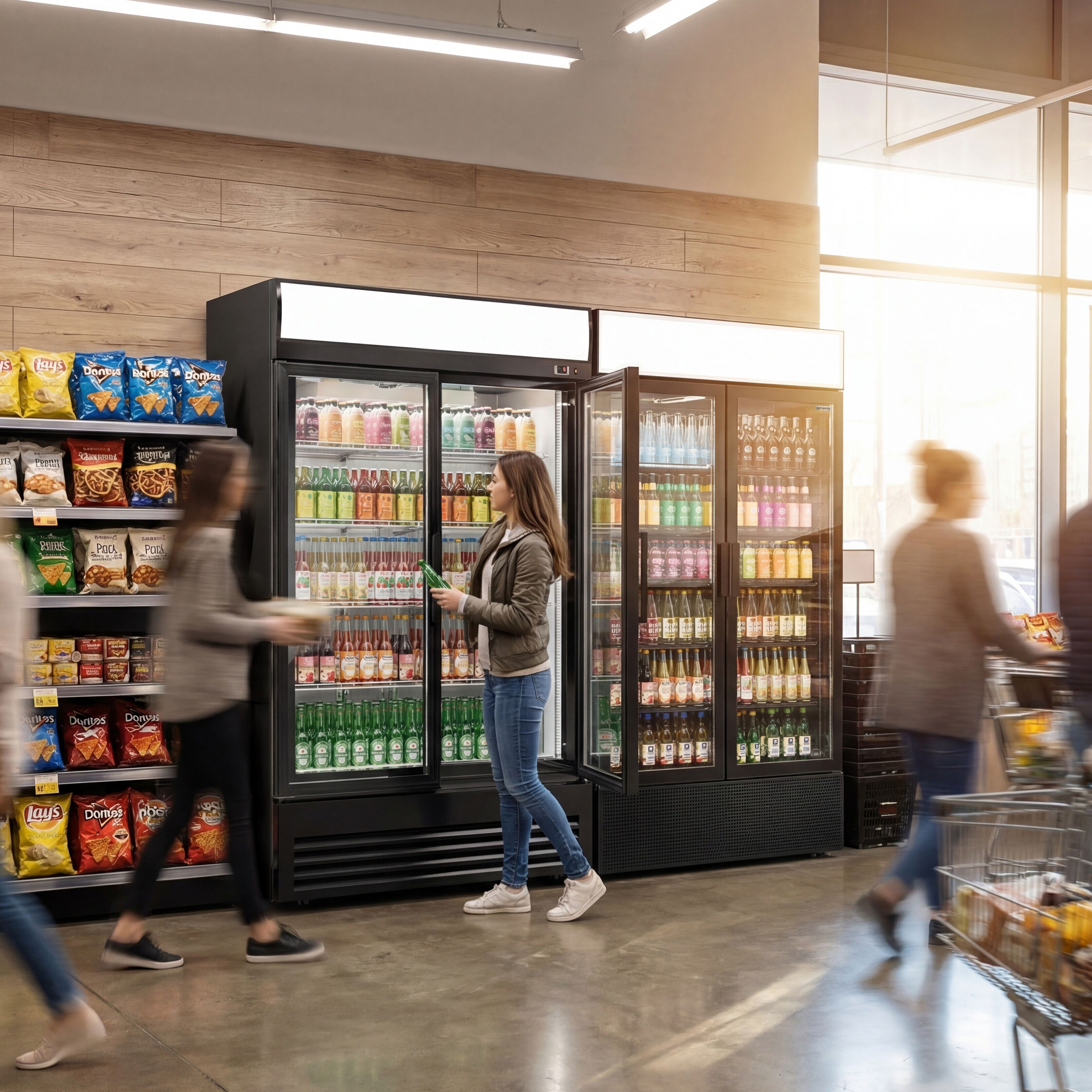 Vitrine réfrigérée à boissons - 880 litres - avec 2 portes vitrées et écran publicitaire