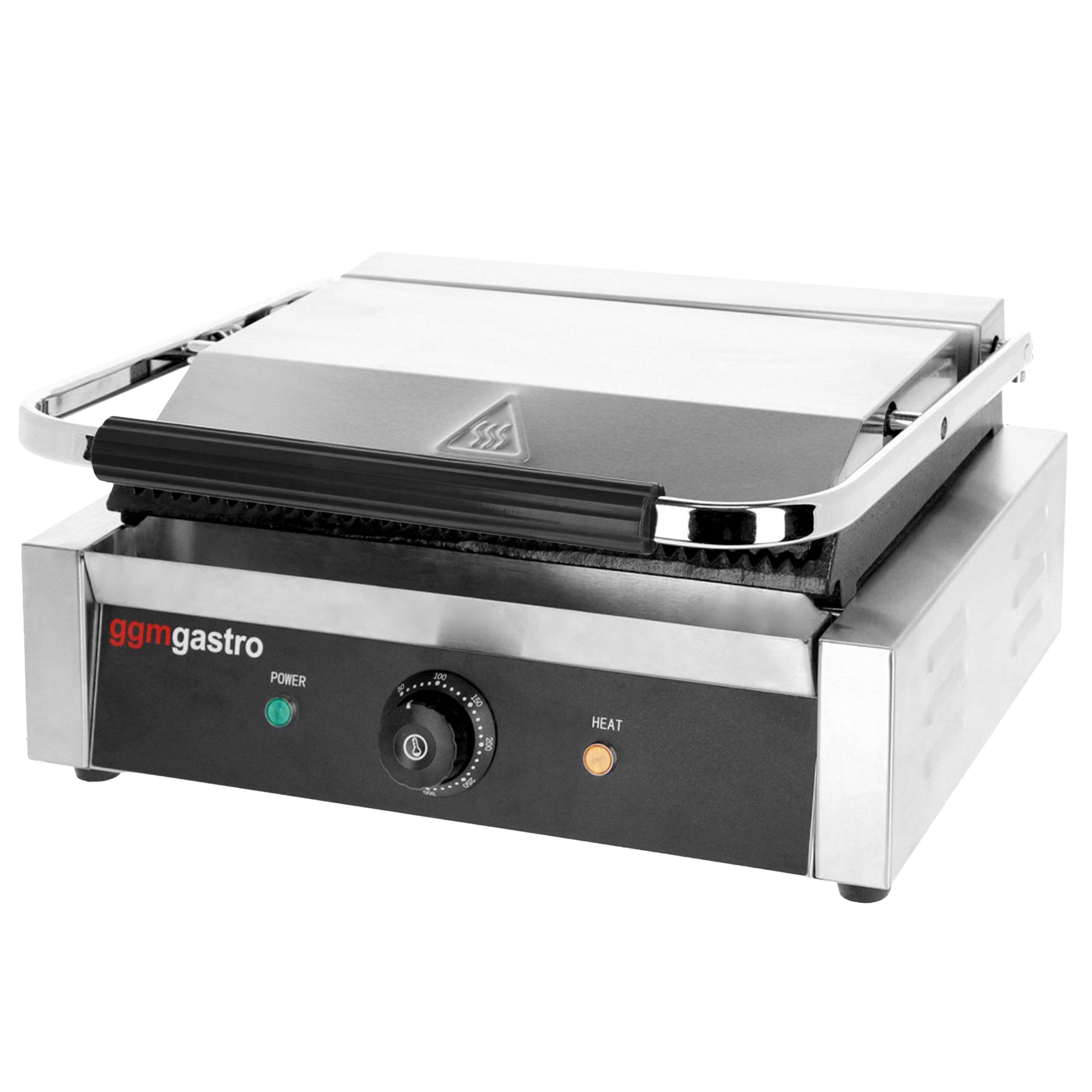 Gril de contact numérique - 3kW - Plaques rainurées - Surface de cuisson : 340x230mm