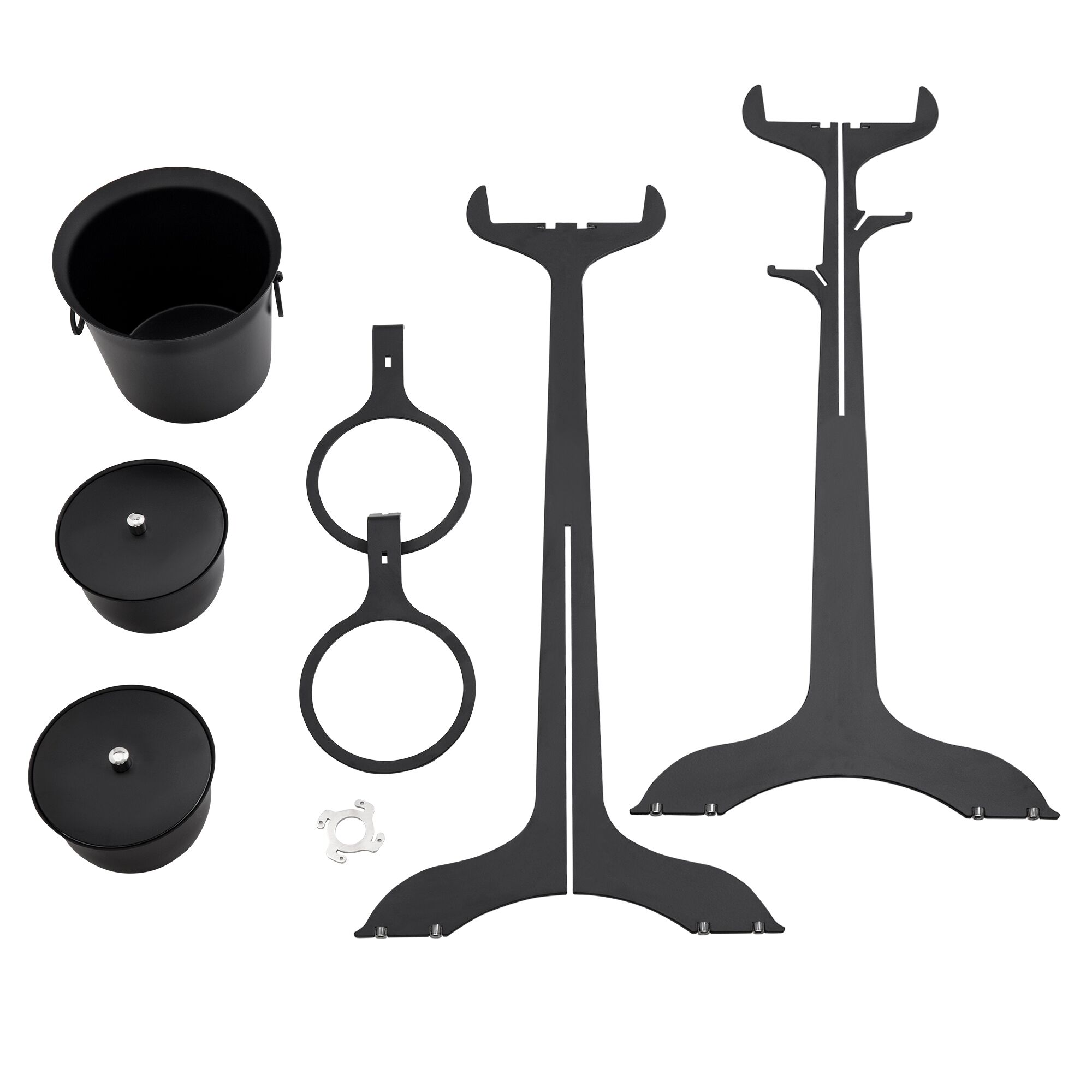 Wine Bucket with Stand & 2 Ice Buckets - Stainless Steel - Height:720mm - Black
