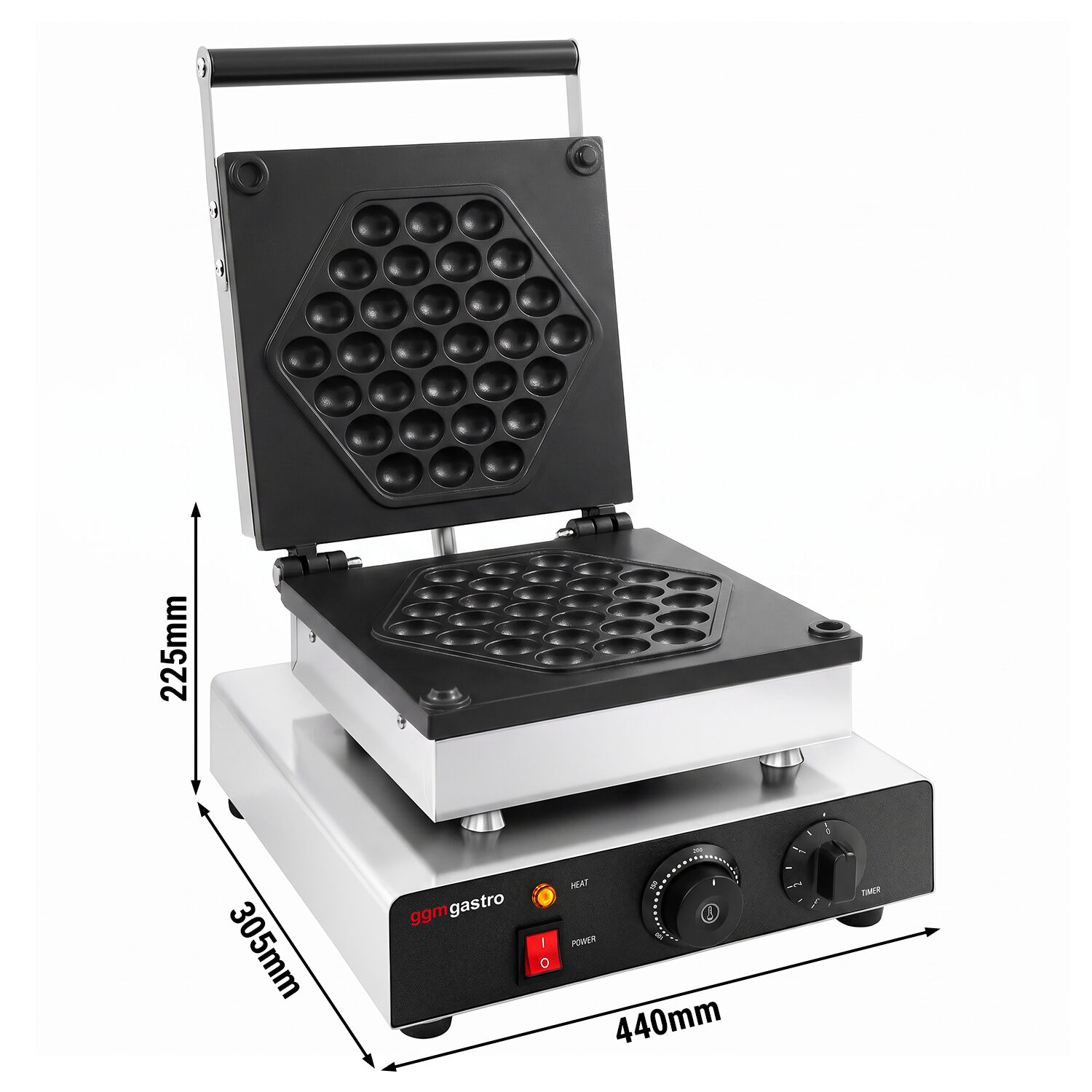 Waffle iron - Single - Manual - 1,75 kW - Shape: Honeycomb - Teflon-coated baking plates