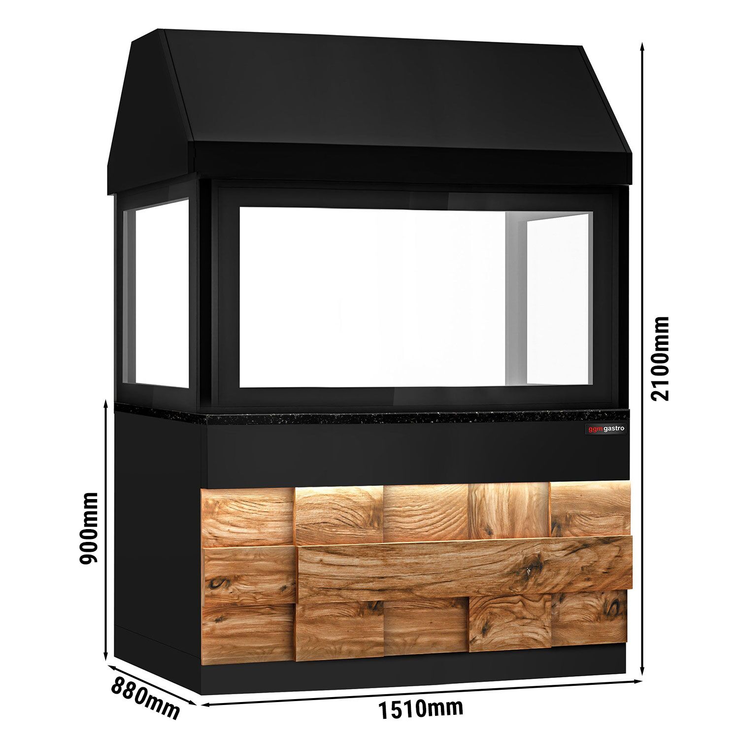 Élément neutre pour grills à charbon de bois TORONTO – 1500 mm – plan de travail en granit noir