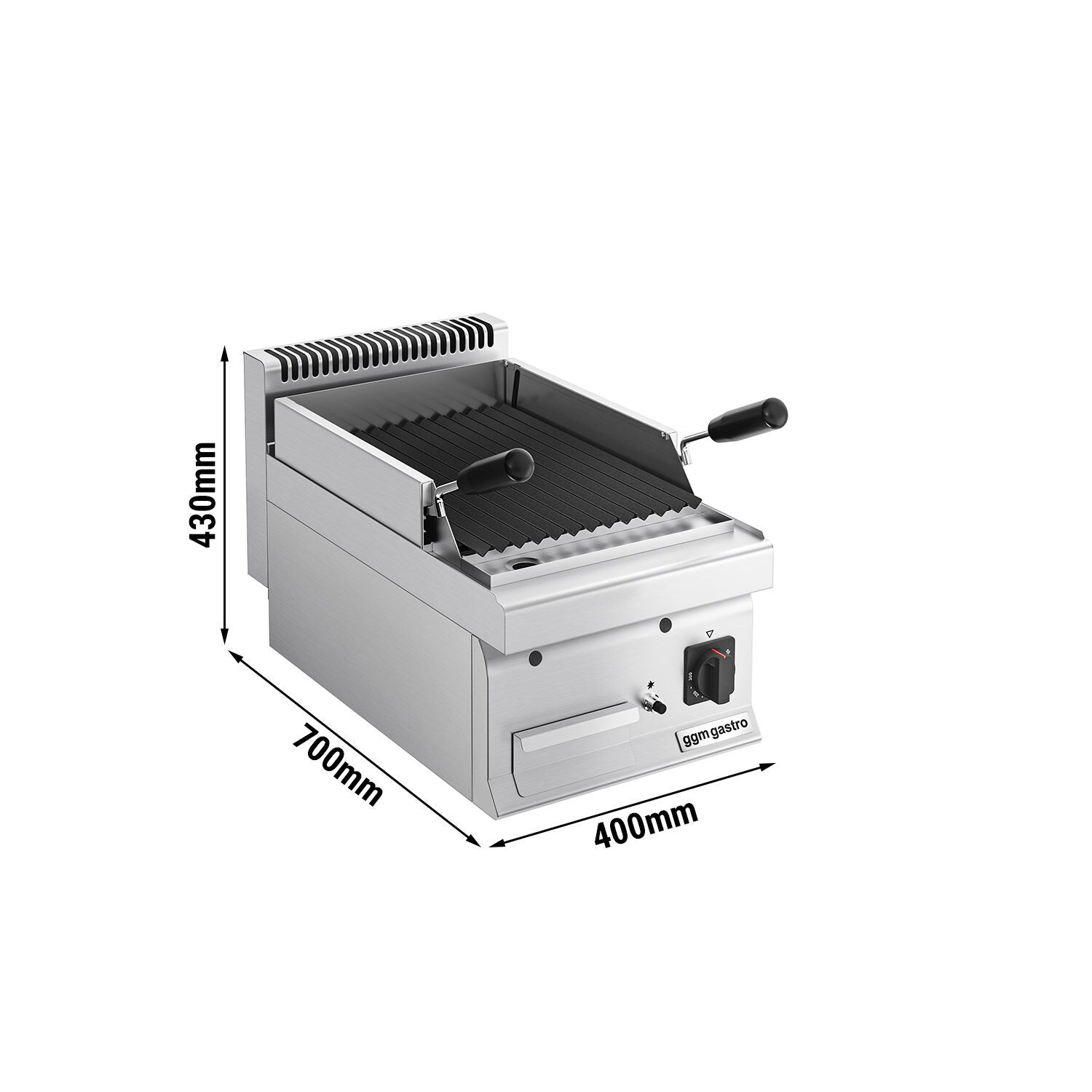 Grill à pierre de lave à gaz – 7 kW – grille inclinable