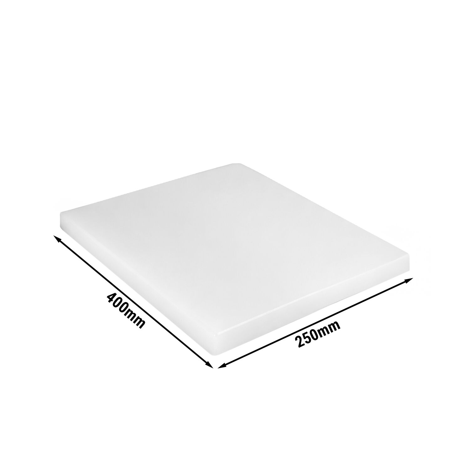 Planche à découper antidérapante - 250x400mm - Épaisseur: 20mm - Conforme HACCP - PEHD 500 - Blanc