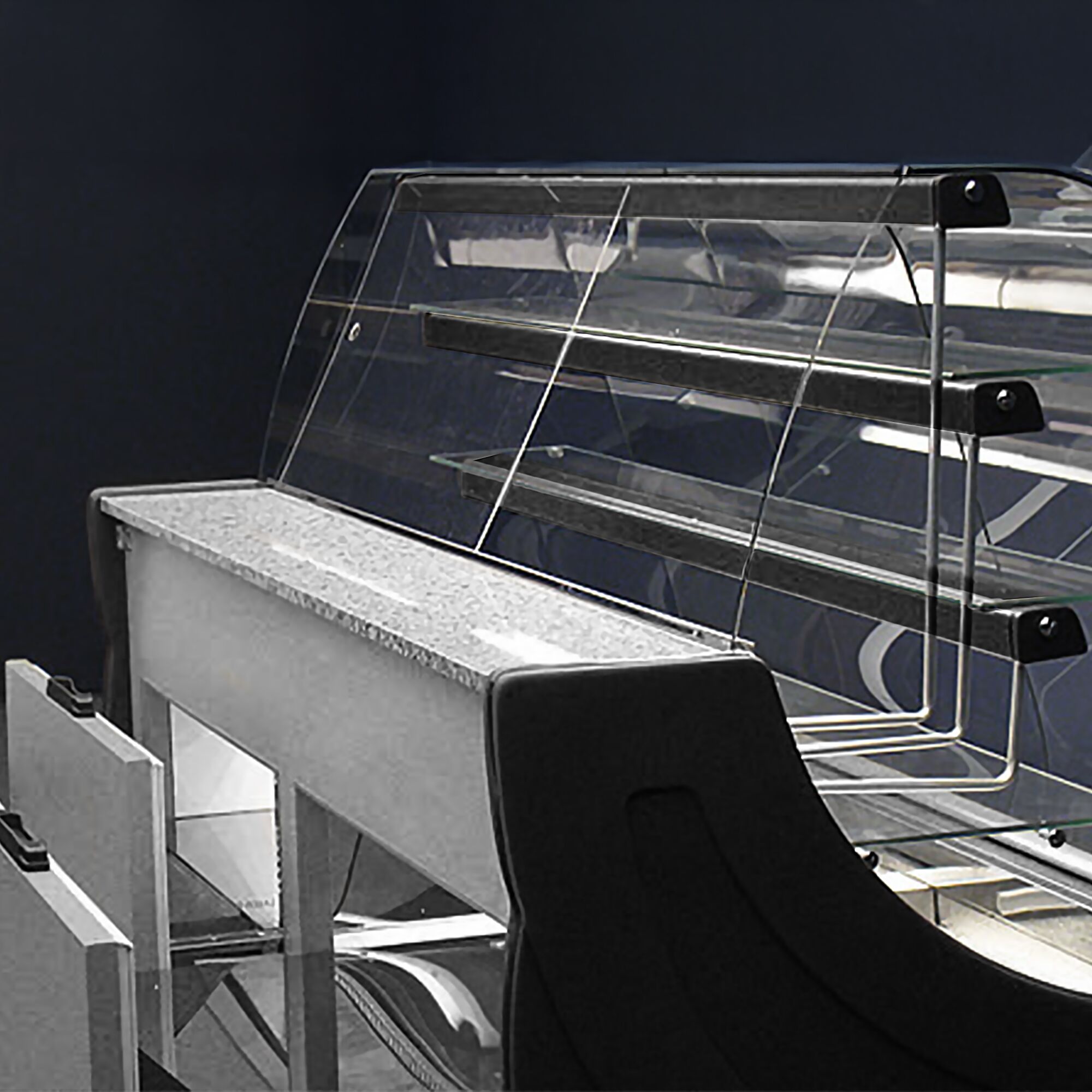 Comptoir vitrine réfrigérée - 1300x980mm - +4/+12°C - 3 étagères vitrées éclairées - Tiroirs à gâteaux - Plexiglas de nuit