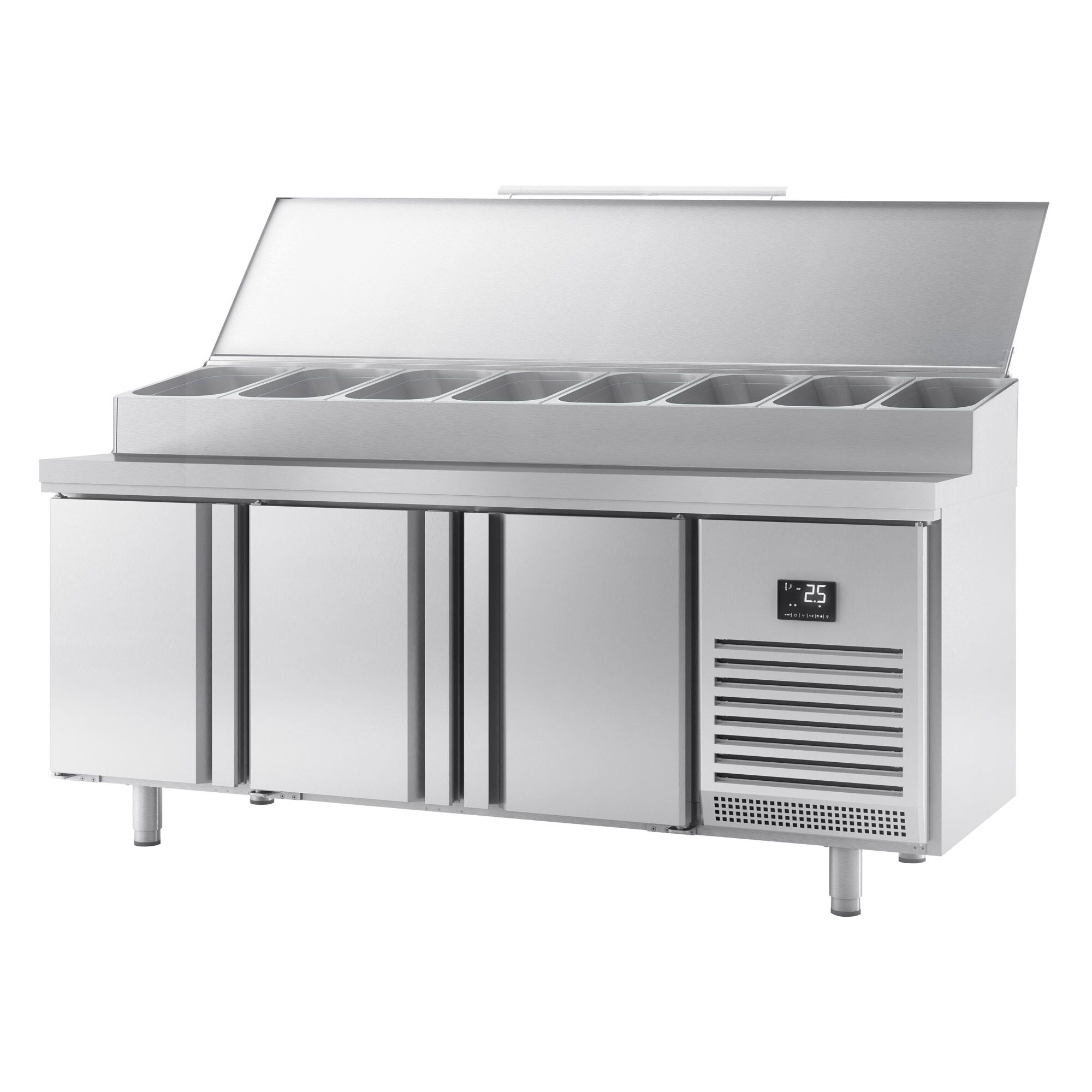 Commercial Bakery Counter Fridge - 2185x800mm - 3 Doors - EN 600x400 - topper for 13x GN 1/4