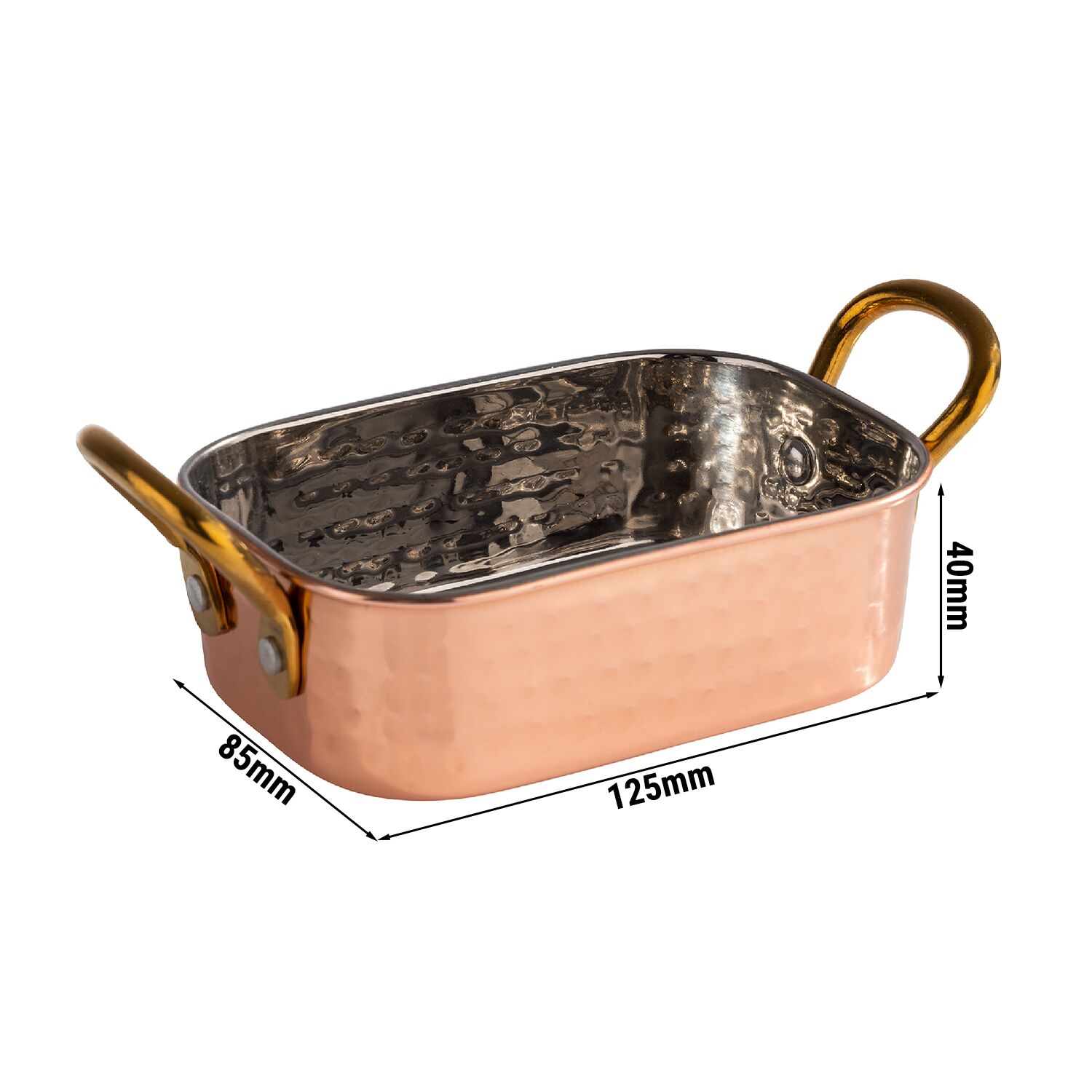 (6 st) Gjutjärnspanna - MUMBAI - 6-pack - rostfritt stål - 0,25 l - 125x85 mm - hamrad yta