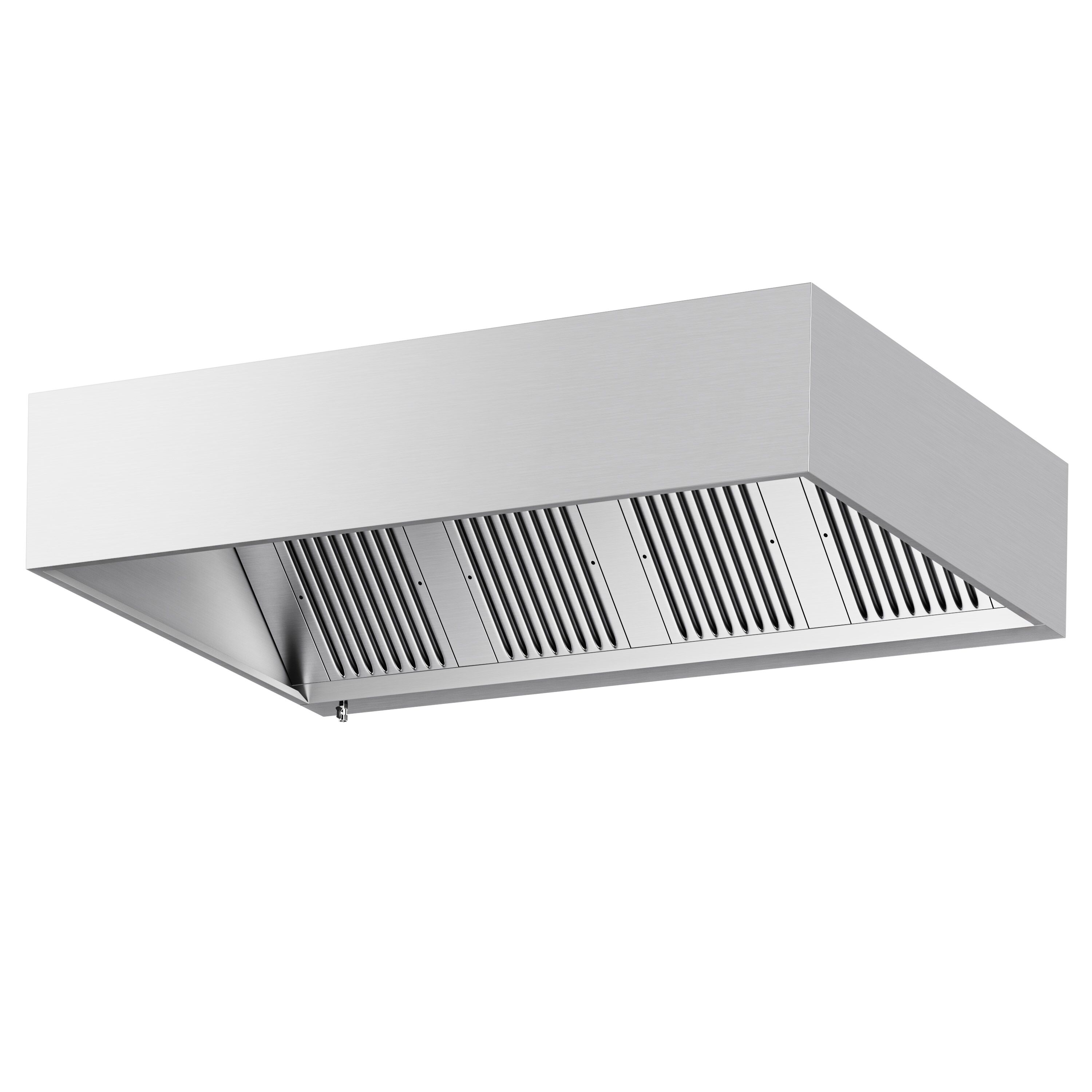 Hotte à adosser professionnelle - 2200mm - sans moteur - avec filtres et éclairage