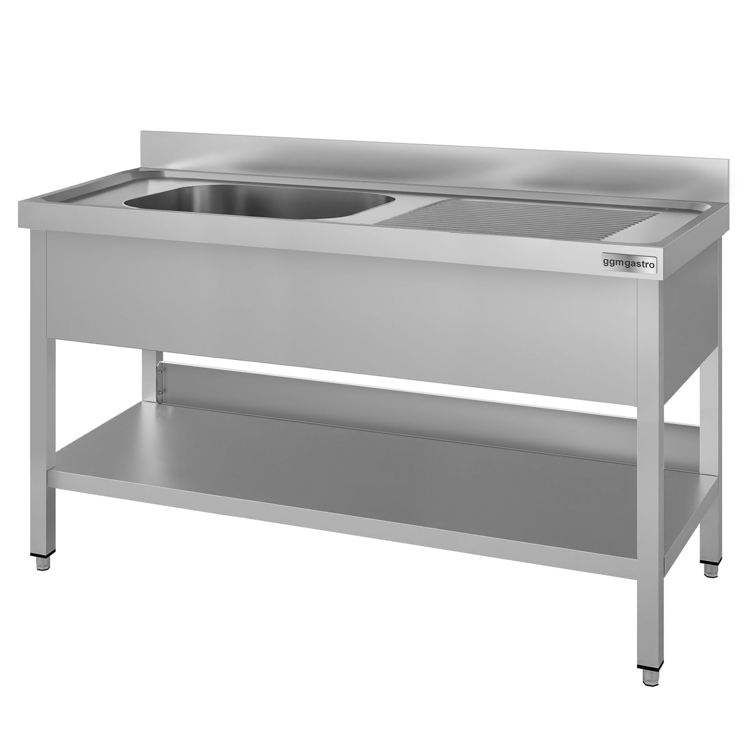Plonge en inox ECO - 1600x700mm - avec étagère basse - 1 bac à gauche