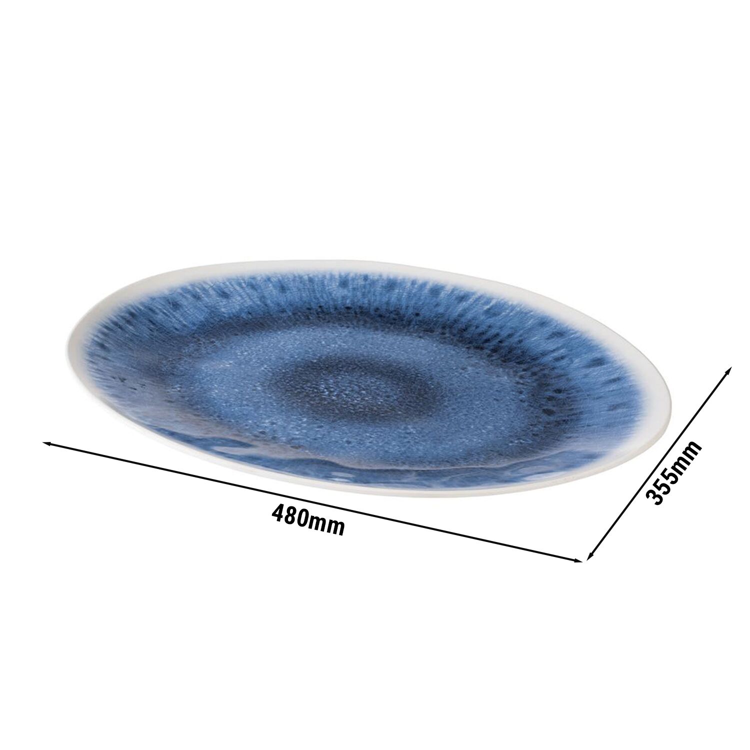 (6 pcs) Plateau de présentation - BLUE OCEAN - Mélamine - 480x355mm - Hauteur:30mm - Blanc/Bleu