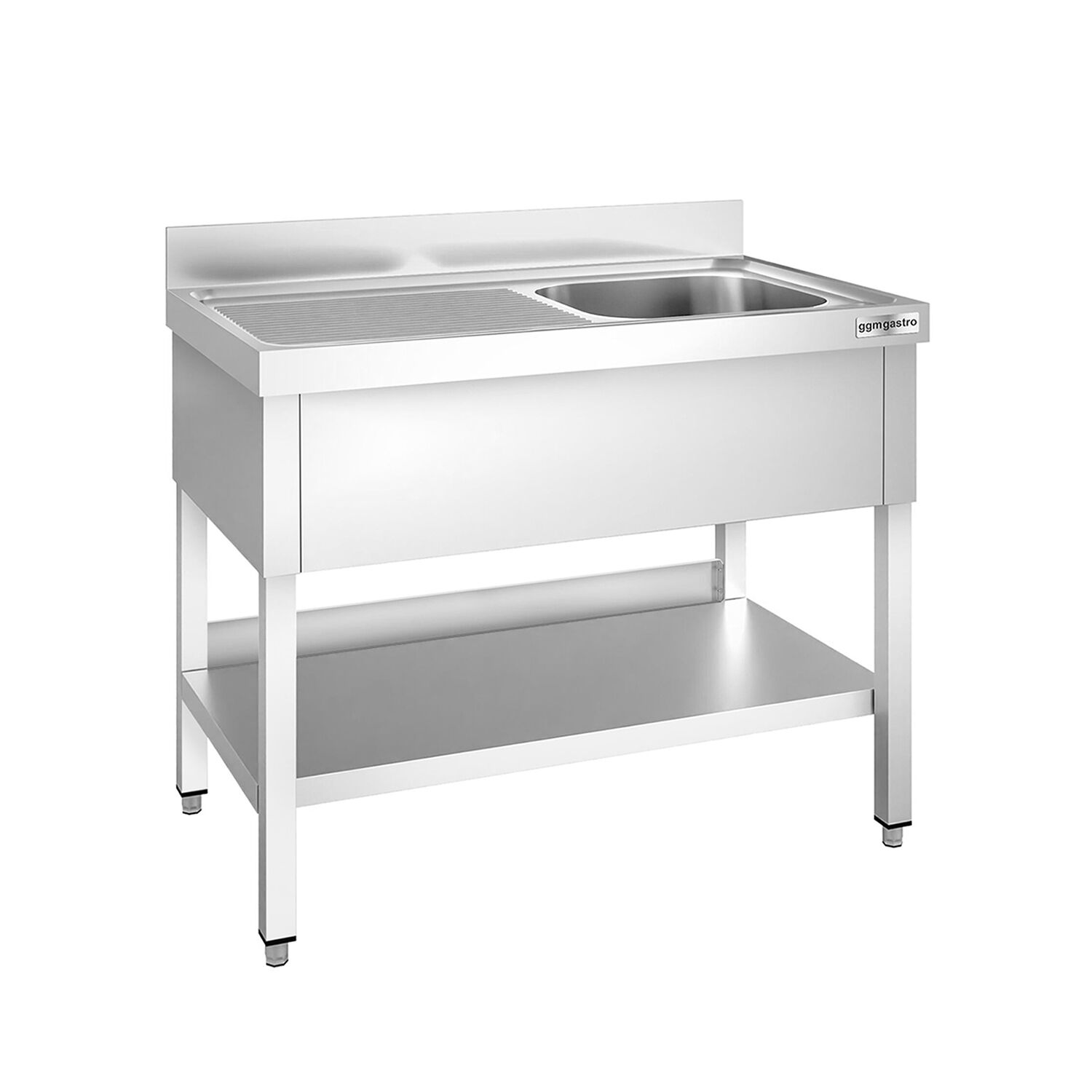 Plonge en inox PREMIUM - 1000x600mm - avec étagère basse - 1 bac à droite