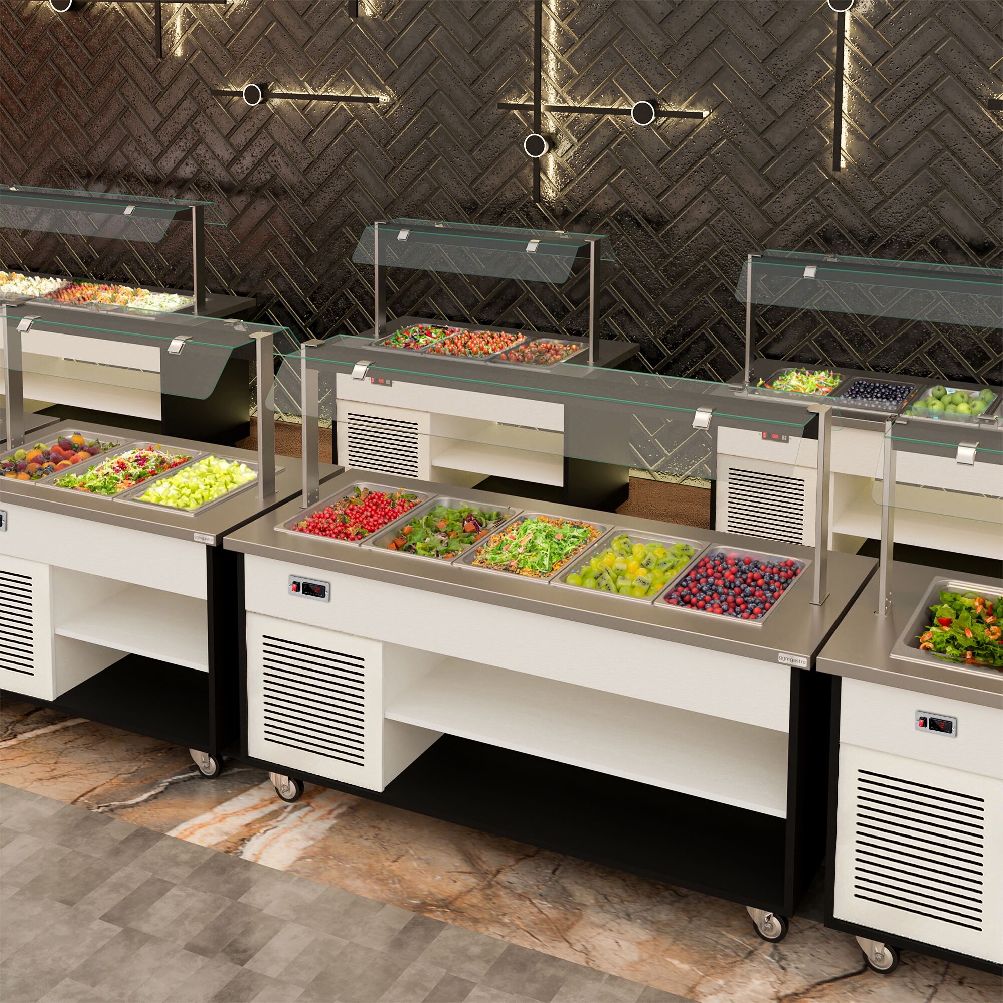 Buffet chaud DANZIG - 1600mm - 4 bacs GN 1/1