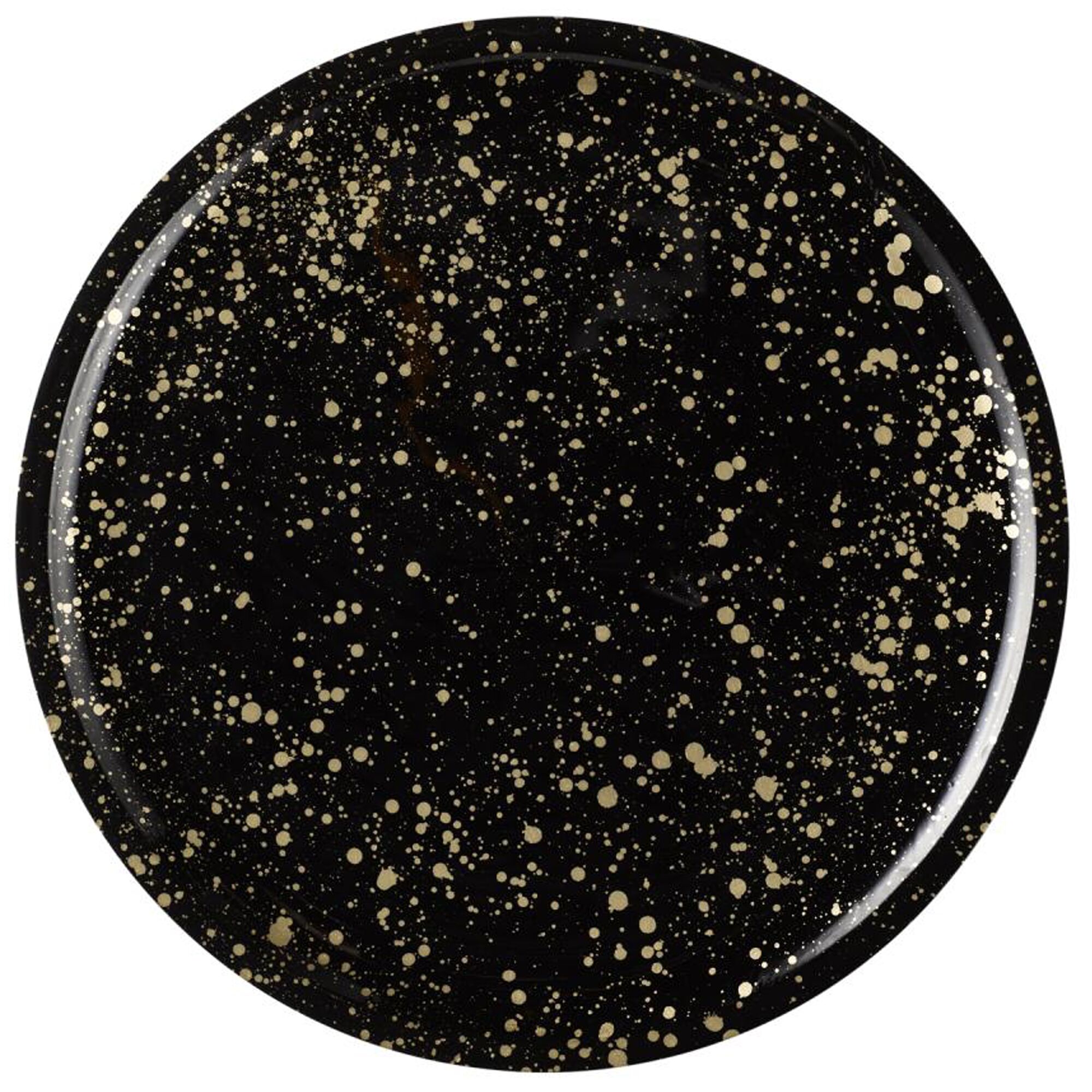 (6 stuks) Dienblad - MANGO - Mangohout - Ø 35,5cm - hoogte: 25mm - zwart/goud - stapelbaar