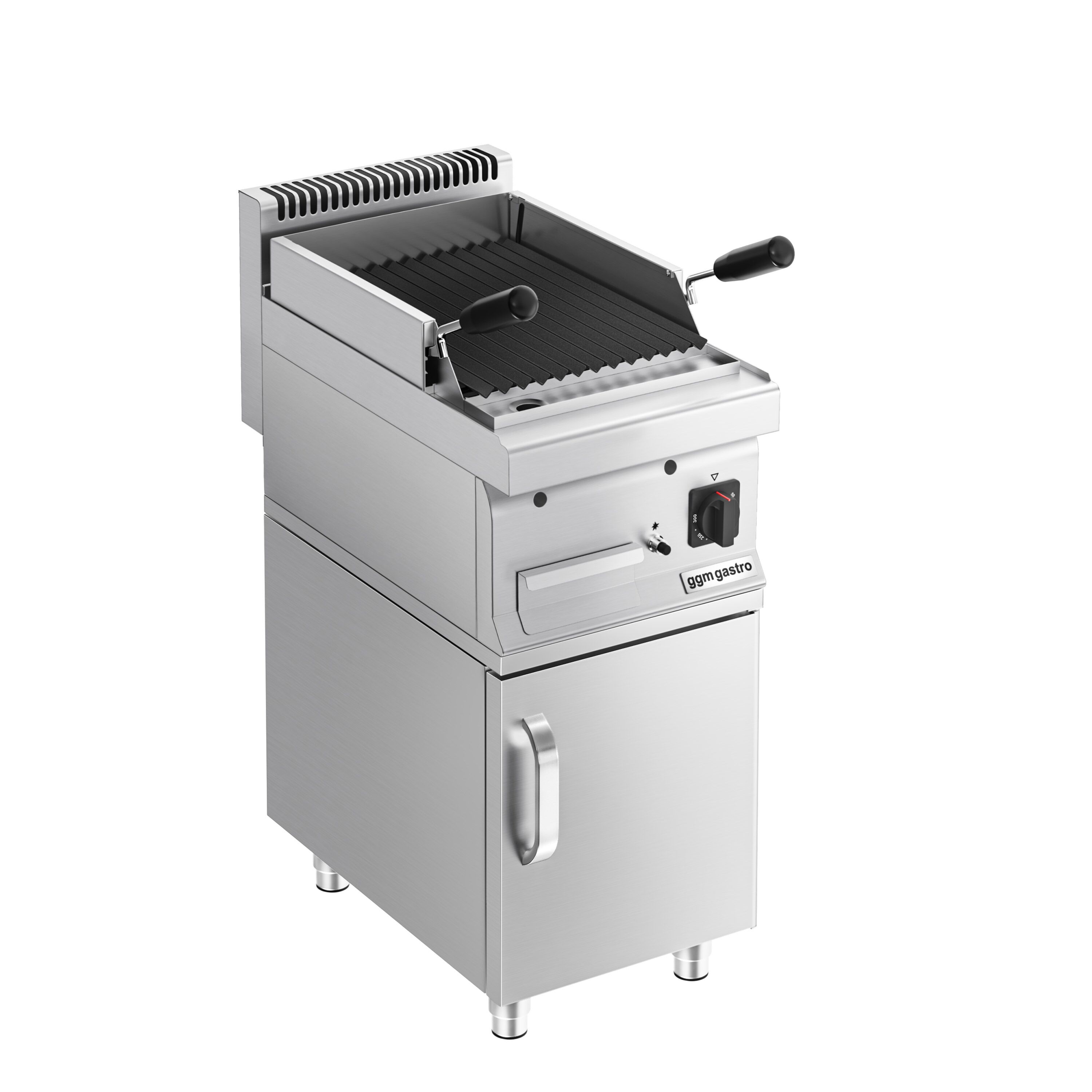 Grill à pierre de lave à gaz – 7 kW – grille inclinable – incl. soubassement avec 1 porte