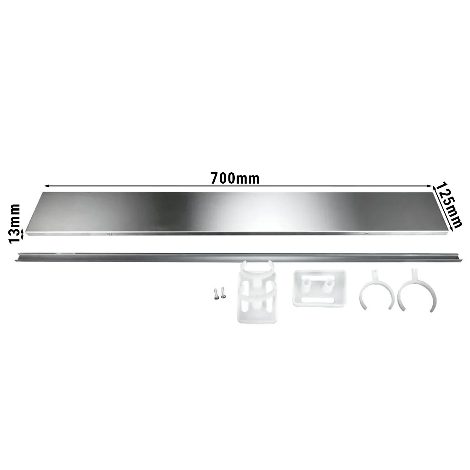 Cokół ze stali nierdzewnej - zewnętrzny - Długość: 700mm - 700x125x13mm - stal nierdzewna - do seria P7R