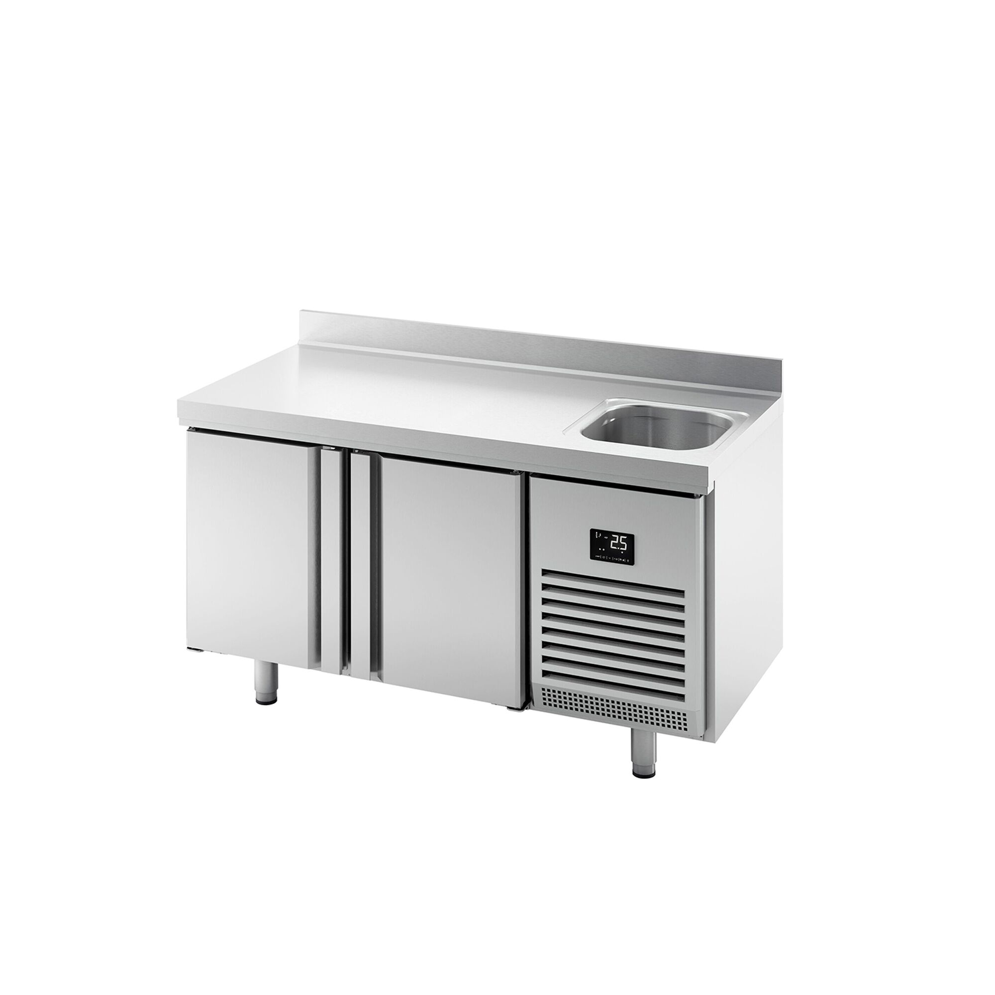 Table réfrigérée Premium PLUS - 1468x700 mm - avec 1 bac, 2 portes - avec dosseret