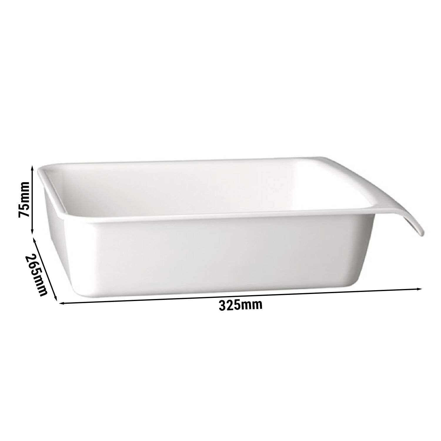 (6 pcs) Bac GN 1/2 - CASCADE - Mélamine - 3,65L - rectangulaire - 325x265mm - Profondeur : 75mm - Blanc