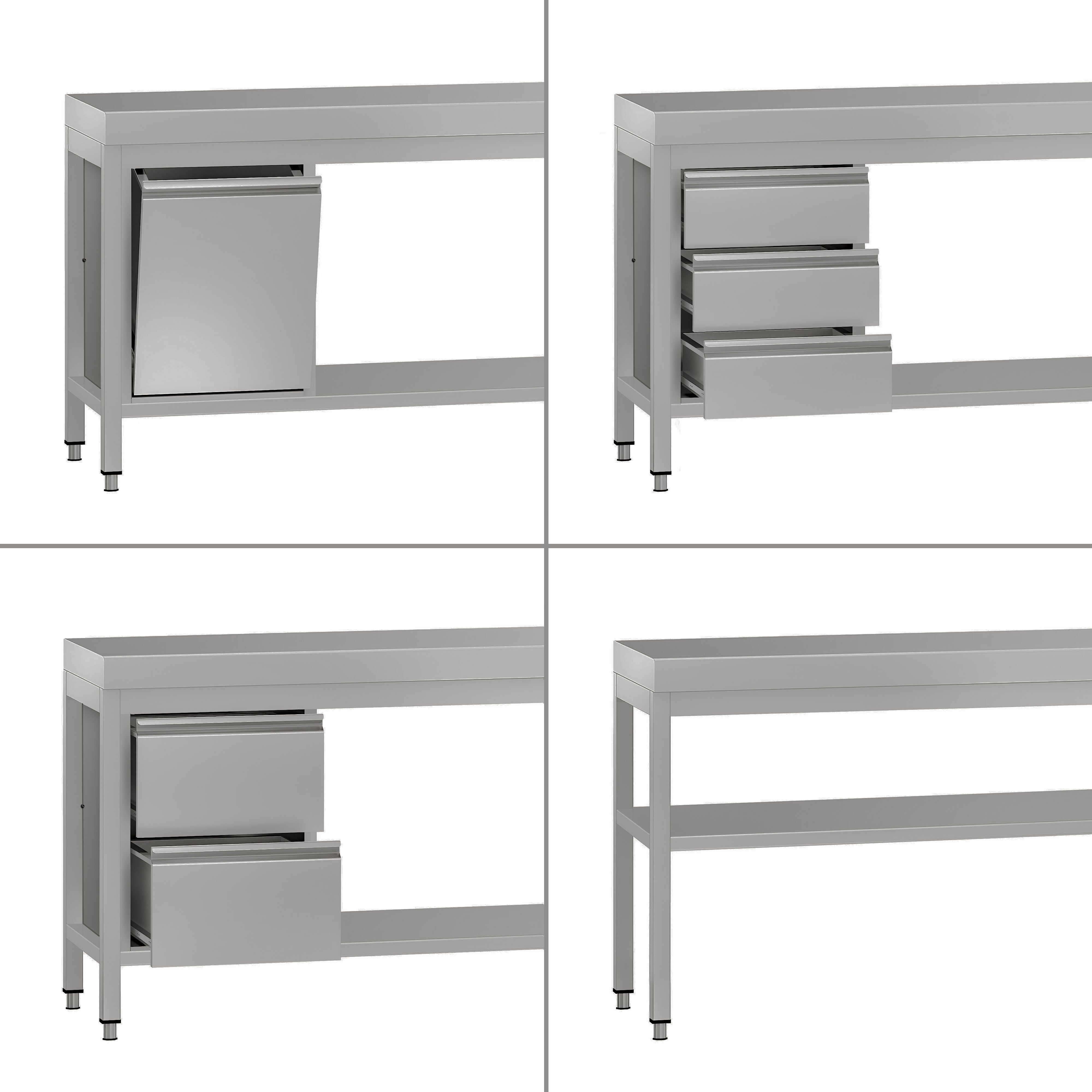 Table de travail en inox ECO – 600 × 700 mm – avec tablette inférieure
