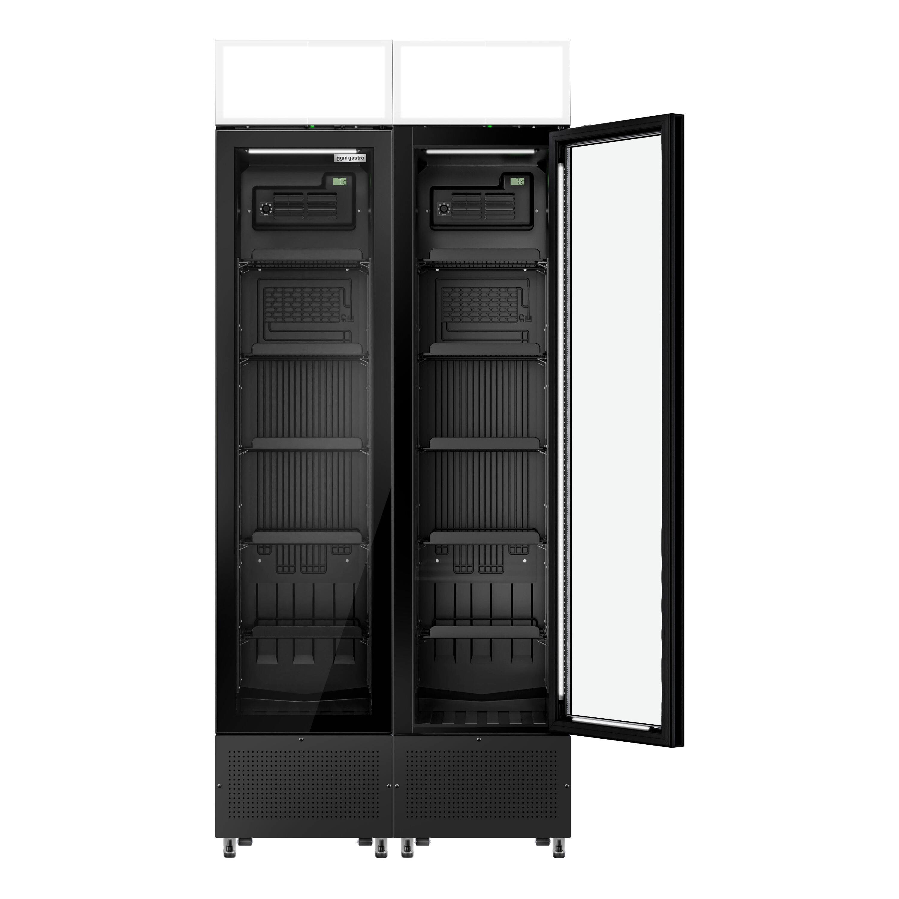 (2 pièces) Vitrine réfrigérée à boissons - 290 litres - design sans cadre - avec 2 portes vitrées et écran publicitaire