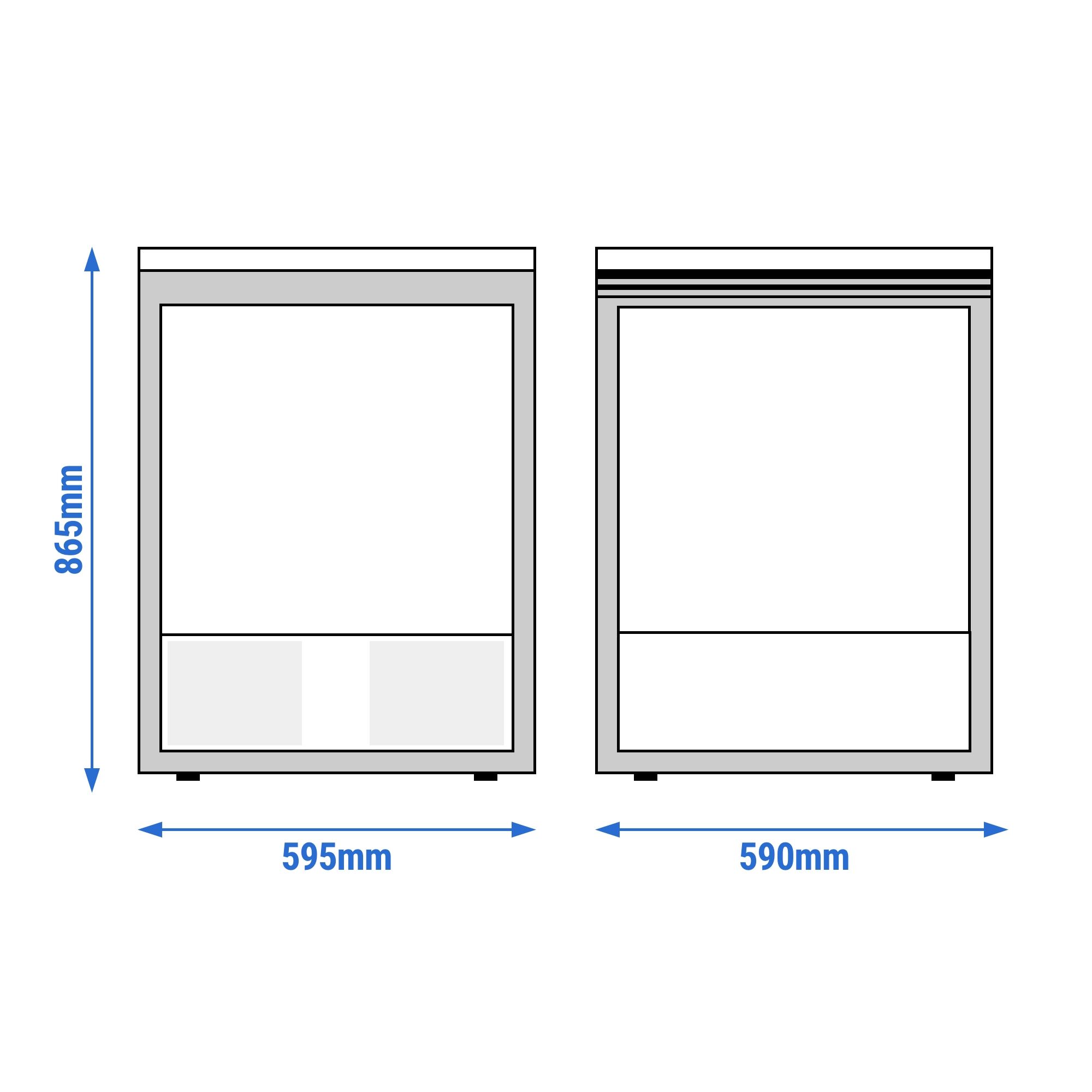 Congélateur sous plan en acier inoxydable AISI 304 PREMIUM - 110 L - avec 1 porte vitrée & 1 grille plastifiée