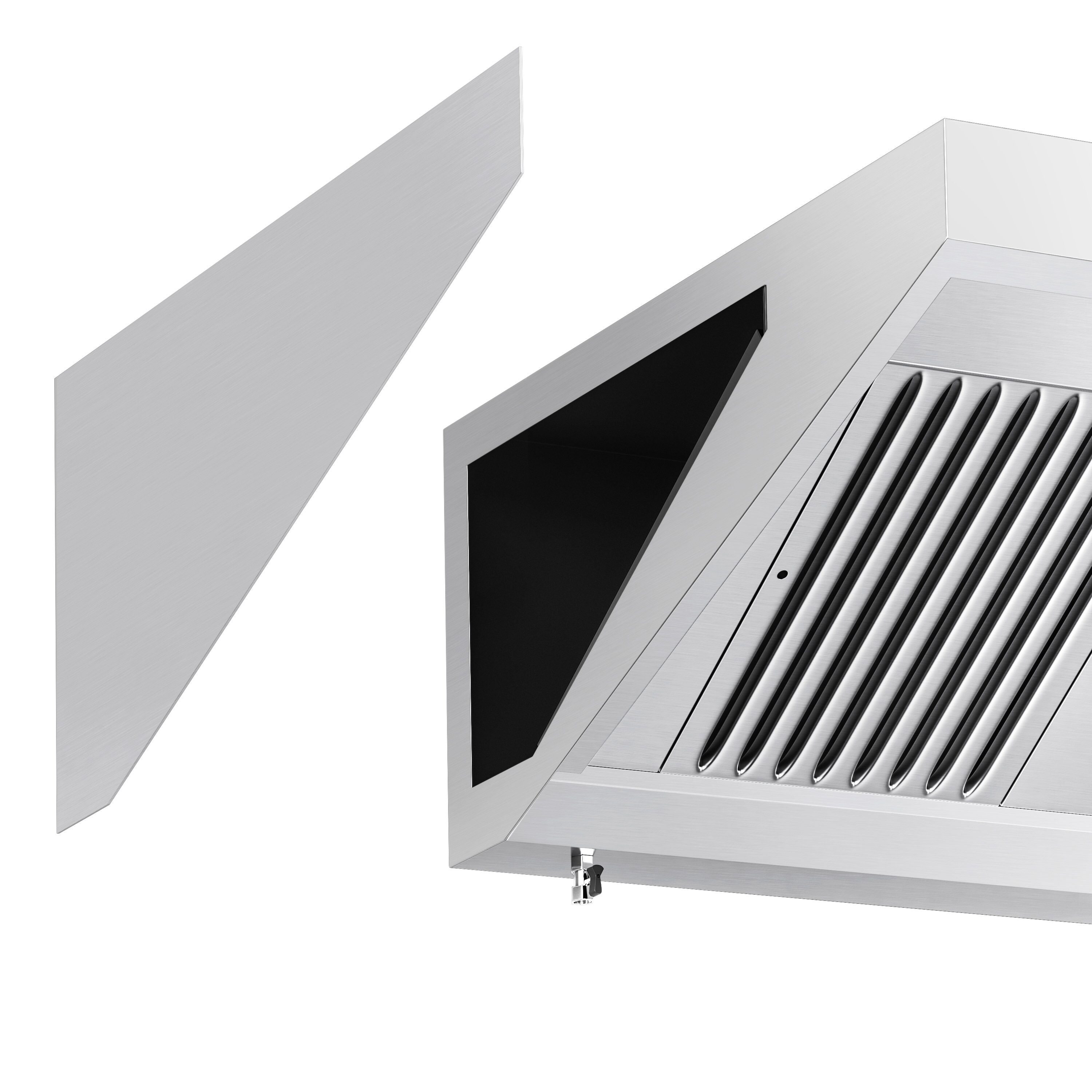 Commercial Wall-Mounted Extraction Canopy - with Motor - 2600mm - with Baffle Filters & LED Lighting