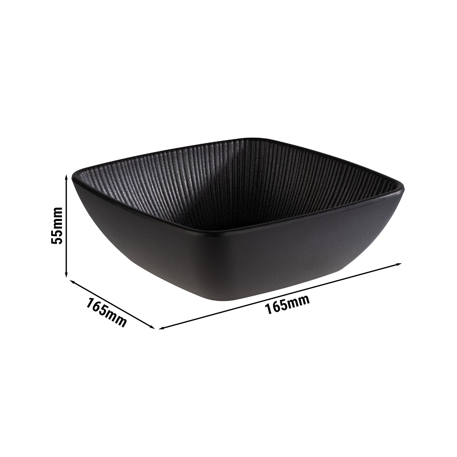 (6 pcs) Coupe - NERO - Mélamine - 0,6L - carré - 165x165mm - Profondeur : 55mm - Noir
