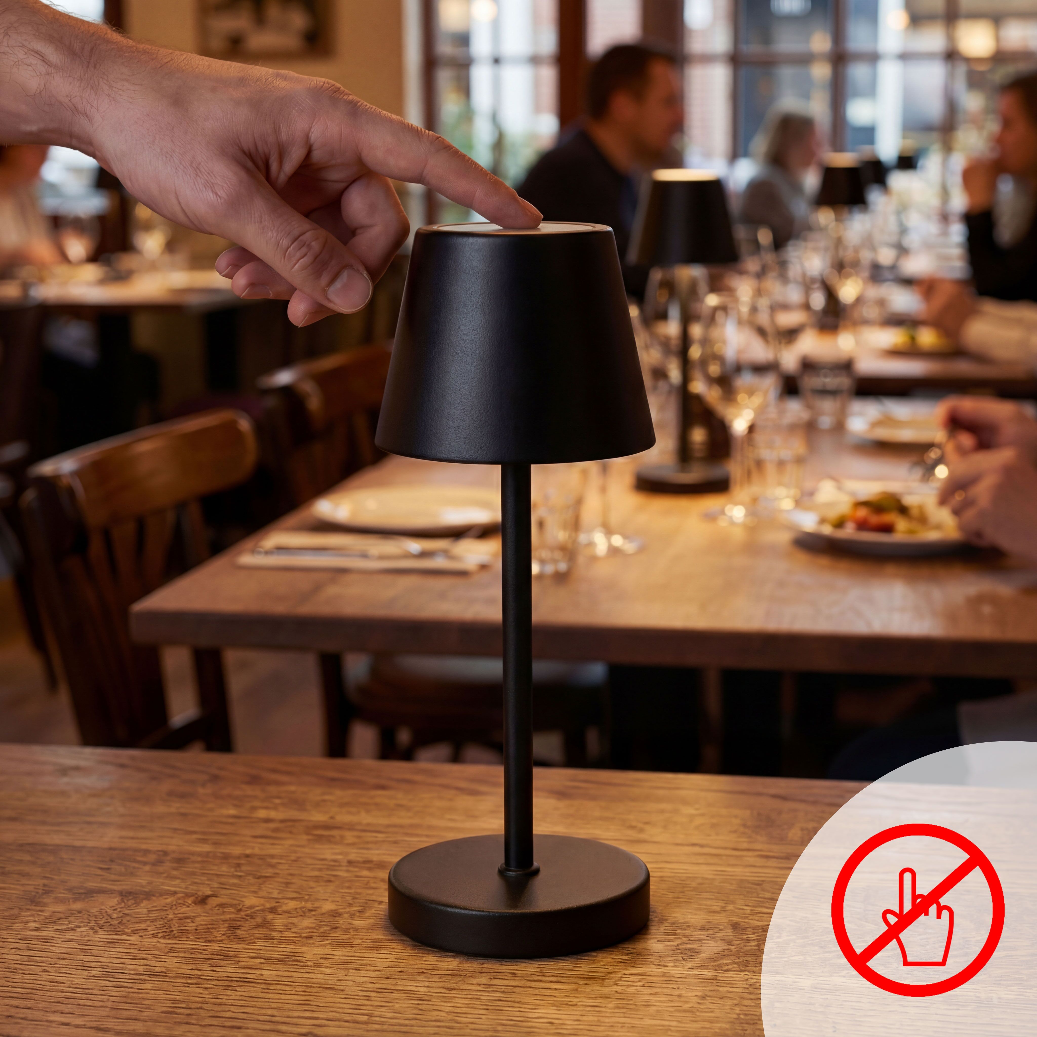 Lampe de table – MERLE MICRO – dimmable en 3 niveaux – Ø 80 mm – Noir