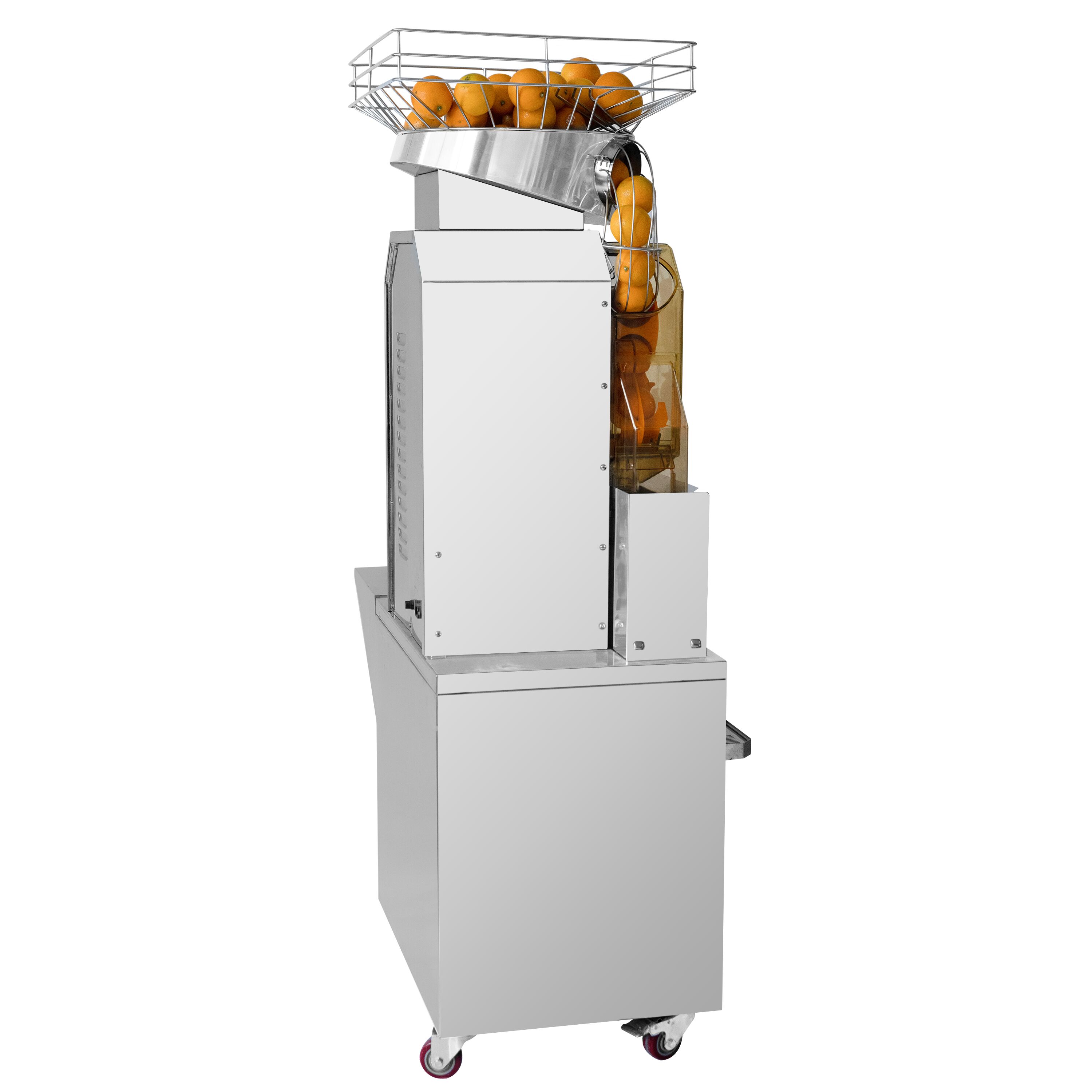 Presse-agrumes électrique – avec alimentation automatique en fruits et robinet de vidange – argenté         