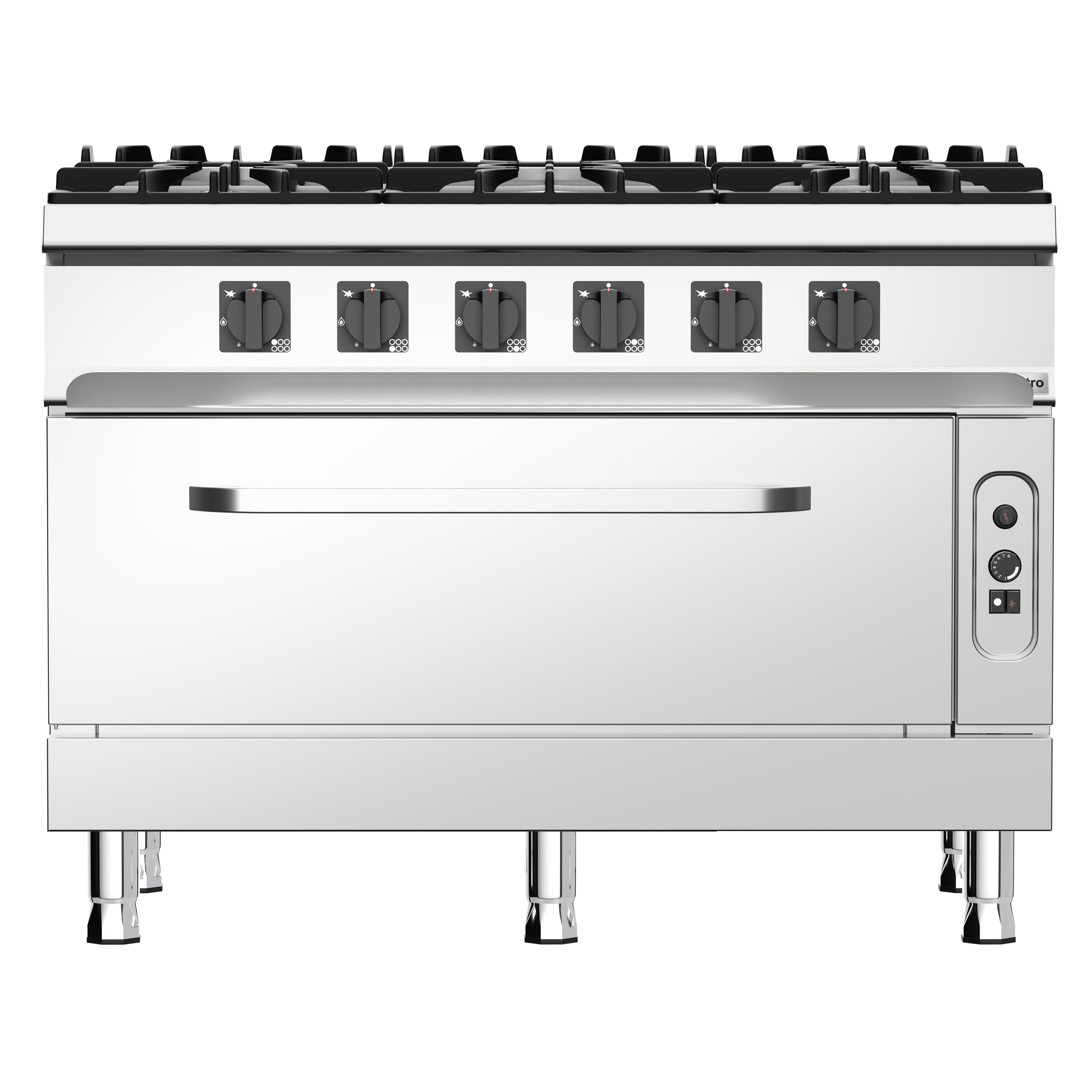 Fourneau à gaz – 49 kW – 6 brûleurs – avec four à gaz statique – 10 kW