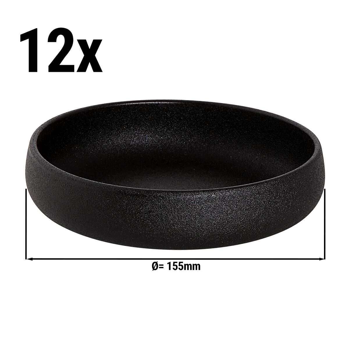 (12 pcs) Coupe UNIVERSE - Maastricht - Ø 155mm - Porcelaine - Noir
