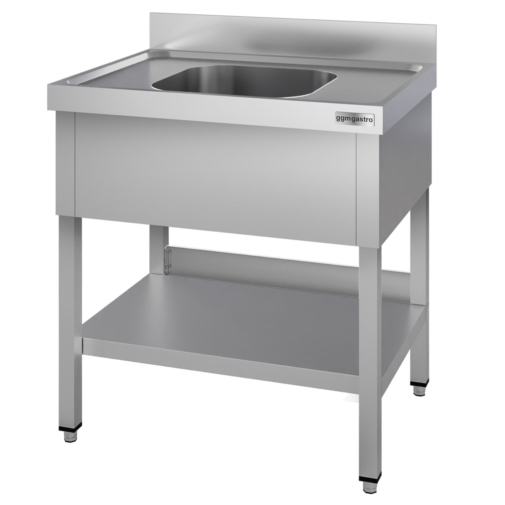 Plonge en inox ECO - 800x700mm - avec étagère basse - 1 bac au centre