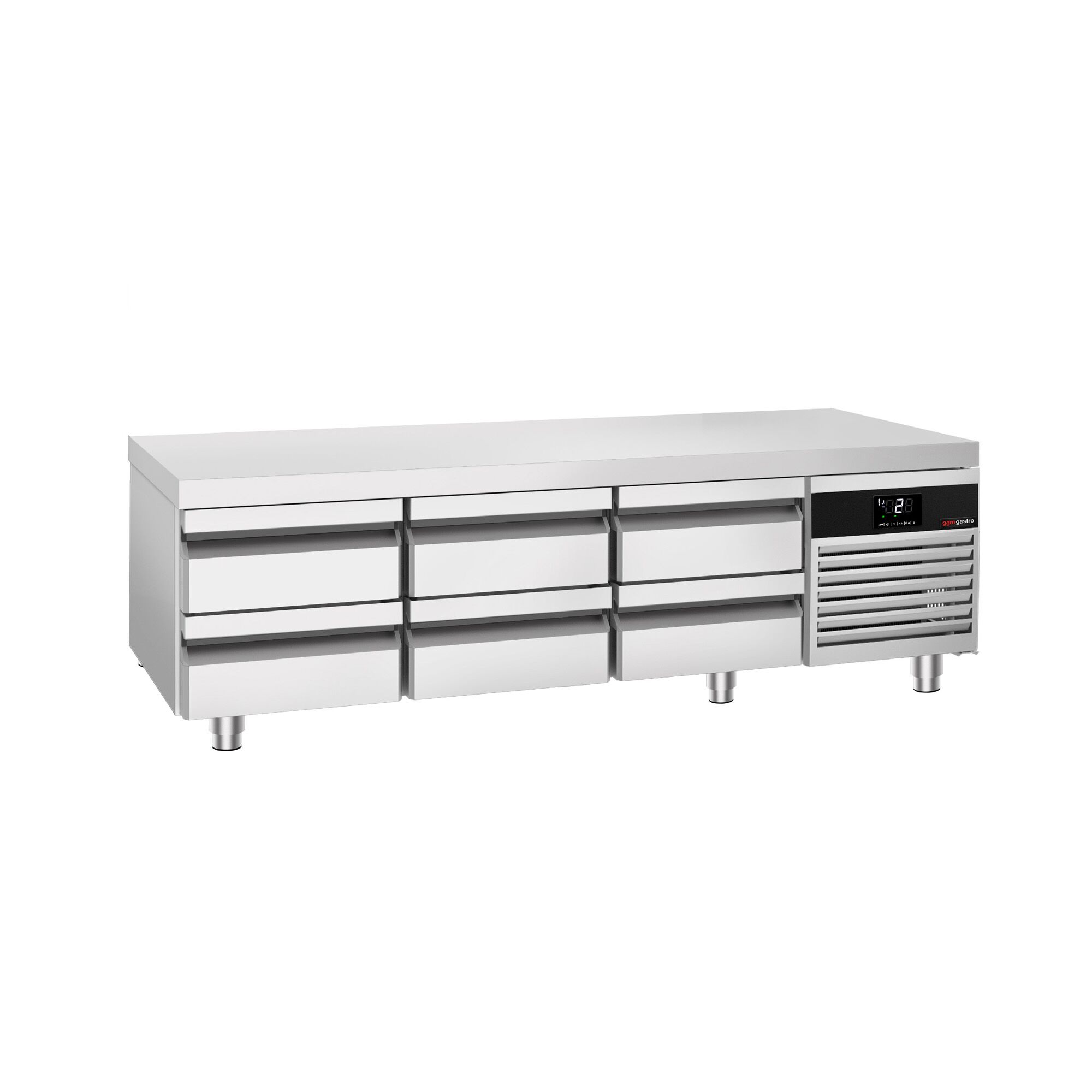 Soubassement réfrigéré Premium - 2000 mm - 210 litres - 6 tiroirs